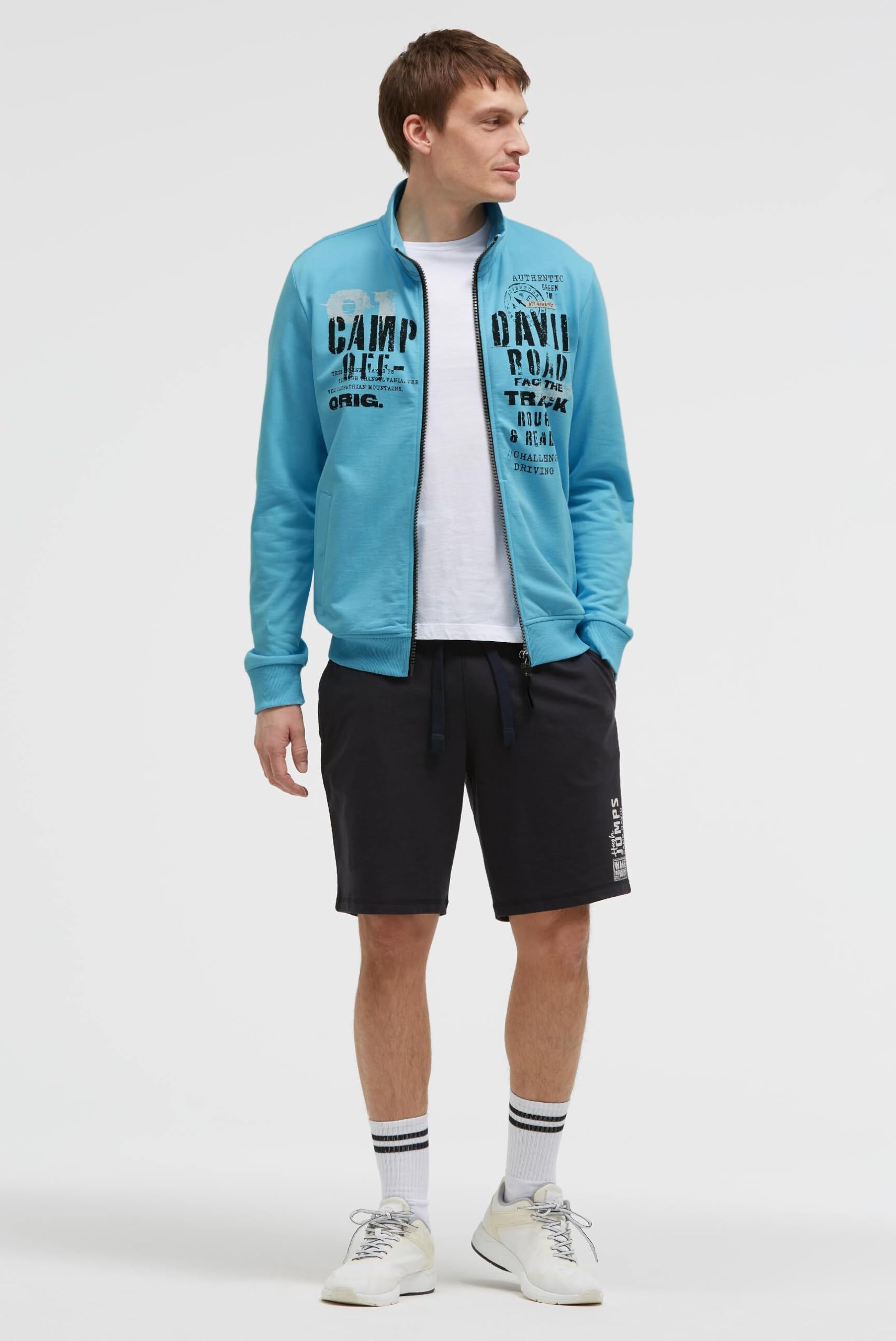 Camp David Herren Sweatjacke mit Label Print