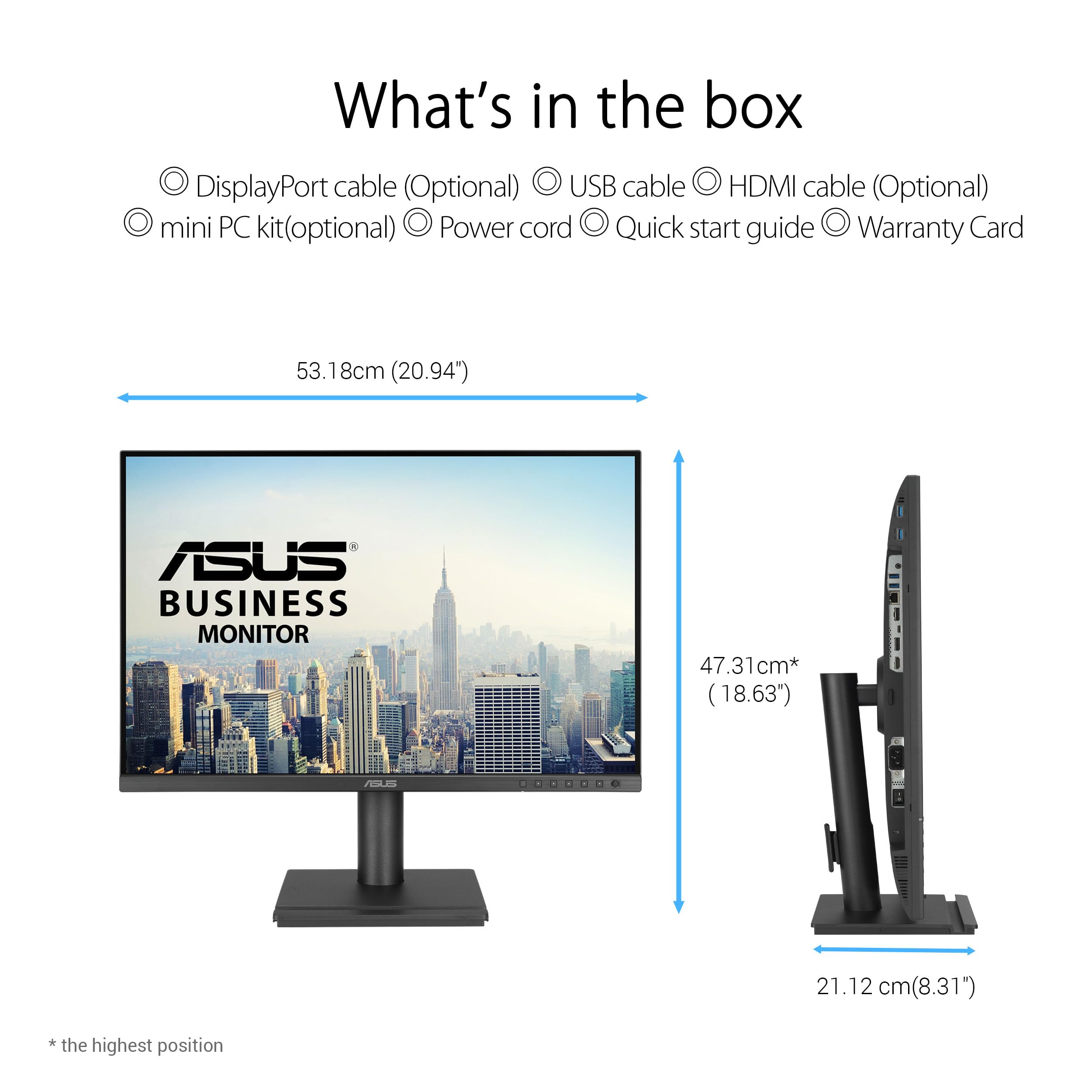 ASUS Business BE248CFN 24,1 Zoll WUXGA IPS100Hz USB-C Docking Monitor | HDR10, Daisy Chain, ergonomisch, Pivot, Blaulichtfilter, EPEAT Gold, RJ45 Ethernet, Höhenverstellbar, Eye Care, Home Office