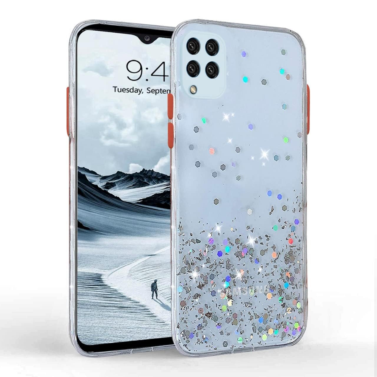 VONZEE Glitter Case Compatible with Samsung Galaxy M32 4G / M32 Prime/ F22 4G, Non Moving Glitter Stars Cover Soft TPU + Hard PC Bumper Bling Cover for Women Girls Protective Shockproof (Purple) (B0CXDS3BLM) Amazon Price History, Amazon Price Tracker