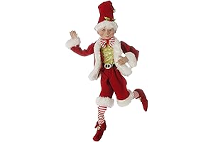 16 inch Bendable Elf in Santa Costume: Festive Xmas Decor from Raz Imports