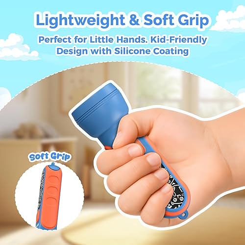 Miniatura 7 de ETENWOLF Linterna L1 recargable, mini linterna con divertidas calcomanías, batería de 1500 mAh, brillo ajustable con 6 modos de luz, linterna