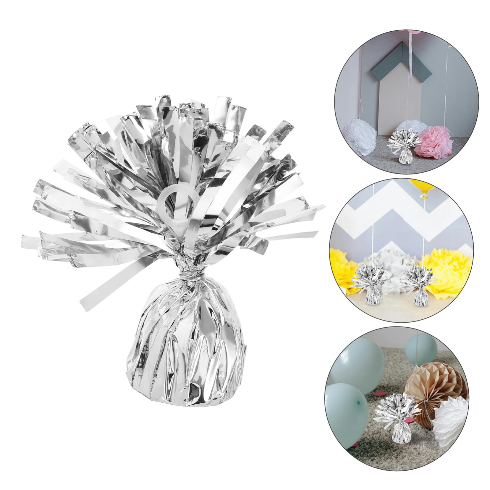 Garneck 6 Stück Schwere Ballongewichte aus Pet und Zement in Silber Elegantes Design zur Einfachen Befestigung für Hochzeits und Partydekorationen