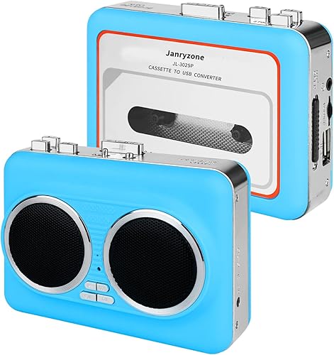 Reproductor de casete estéreo puro de doble altavoz, convierte cintas en archivos digitales a través de USB, reproductor de casete de marcha atrás