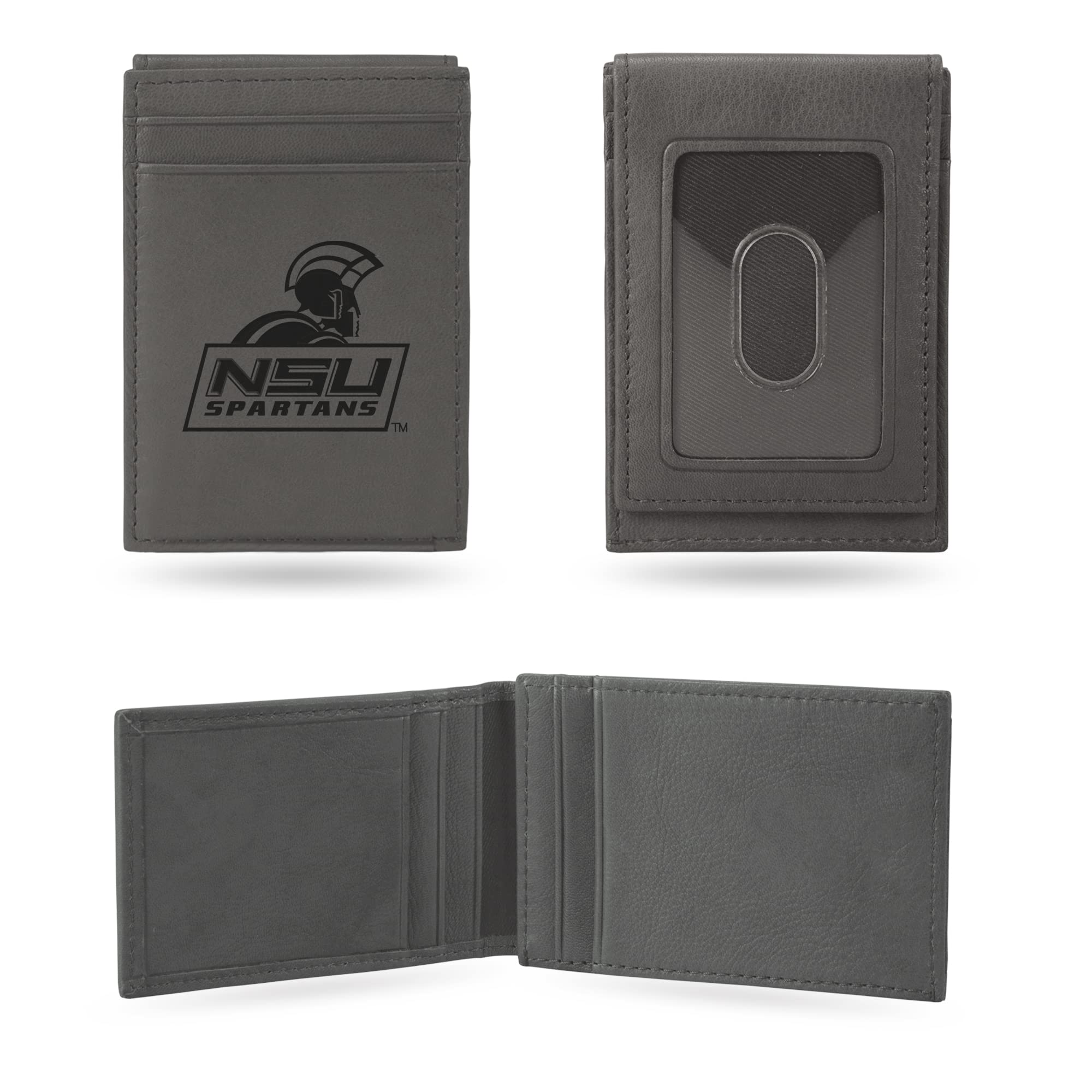 Rico Industries NCAA Gray Laser Engraved Front Pocket Wallet - Compact/Comfortable/Slim