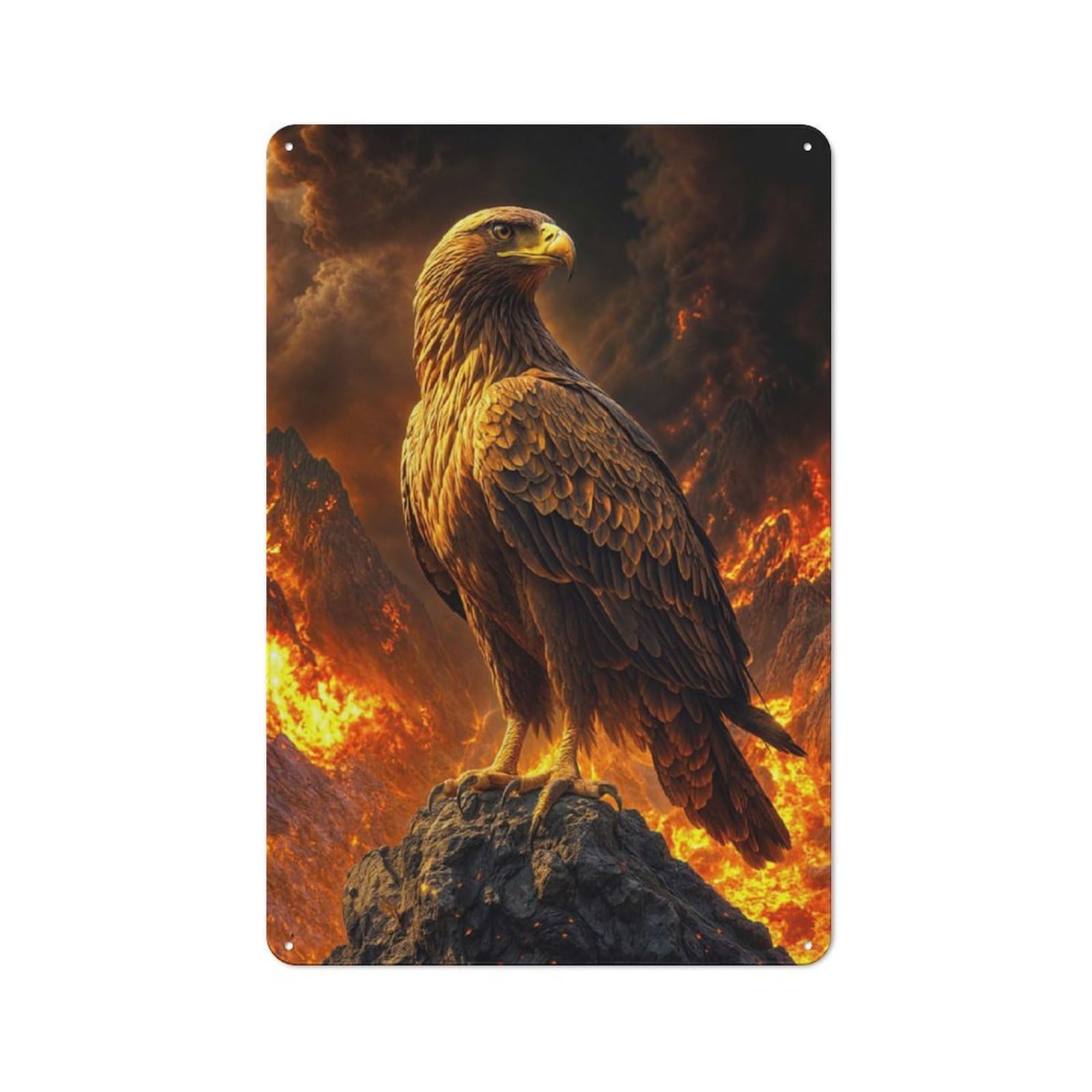 Rustic Tin Sign 30x20cm Featuring Golden Eagle Poster for Living Room Wall, for Room Styling Across Living Rooms And Feature Walls