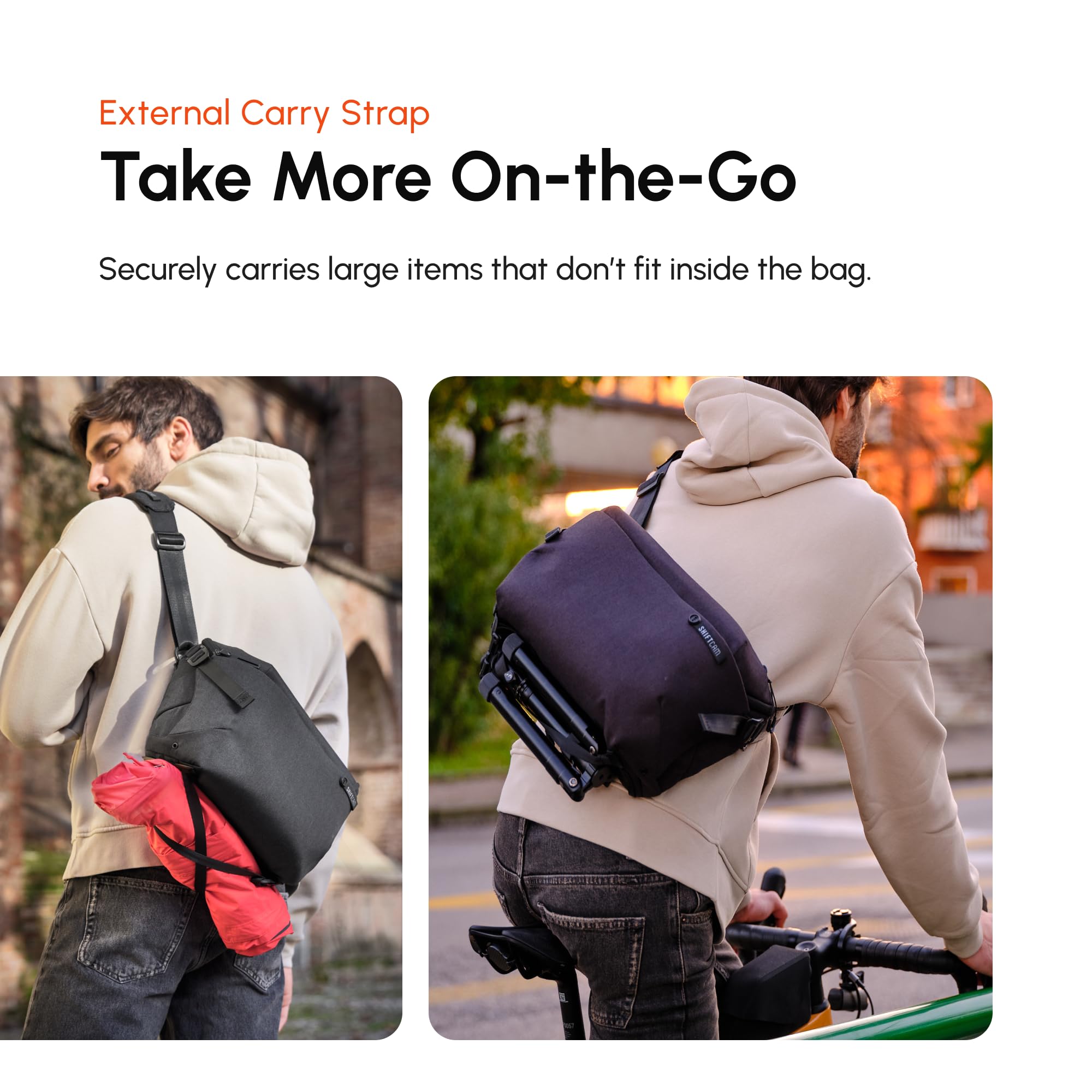 ShiftCam WorkFlow Sling Bag | Hochfunktionelle Tasche für die mobile Fotografie mit magnetischem Handyhalter, Objektivfach und Schnellzugriff | Optimiert den Workflow (Sling L, 7L)