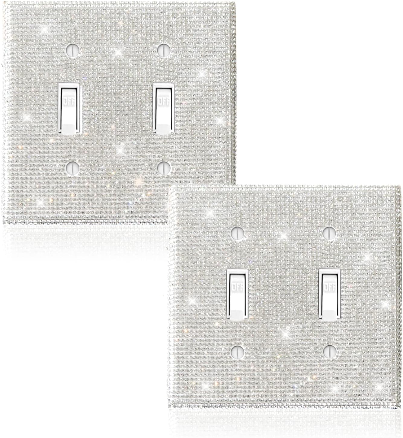 Yookeer Shiny Rhinestones Wall Plate Cover Light Switch Cover Outlet Covers Wall Plate Cover Light Switch Cover Decorative Bling Light Switch Cover (2-Gang Decorator, Pink - View #4
