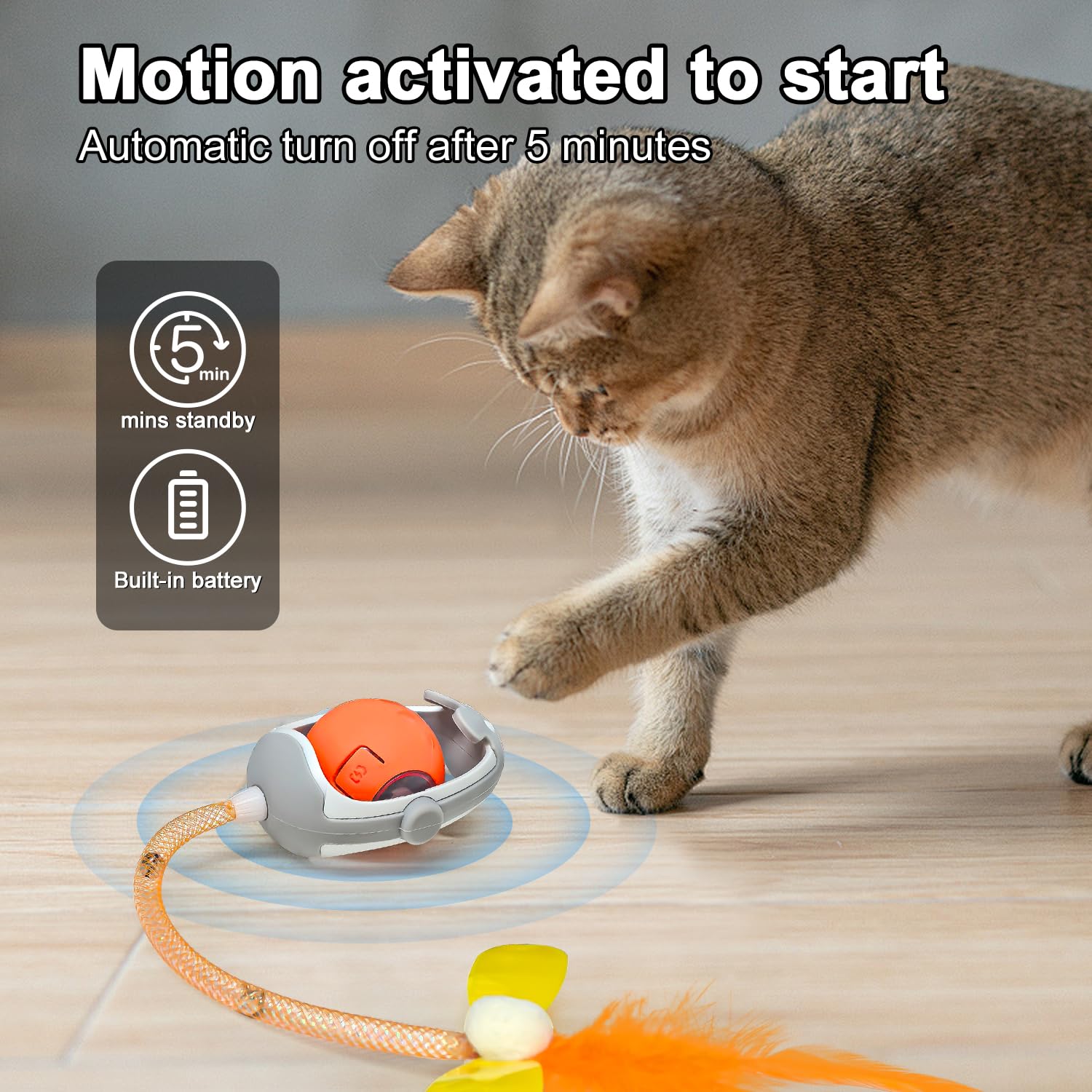 Tyasoleil Cat Ball, Electric Automatic Toys for Indoor Cats Interactive Cat Toy, Rechargeable Irregular Moving Ball - Image 4