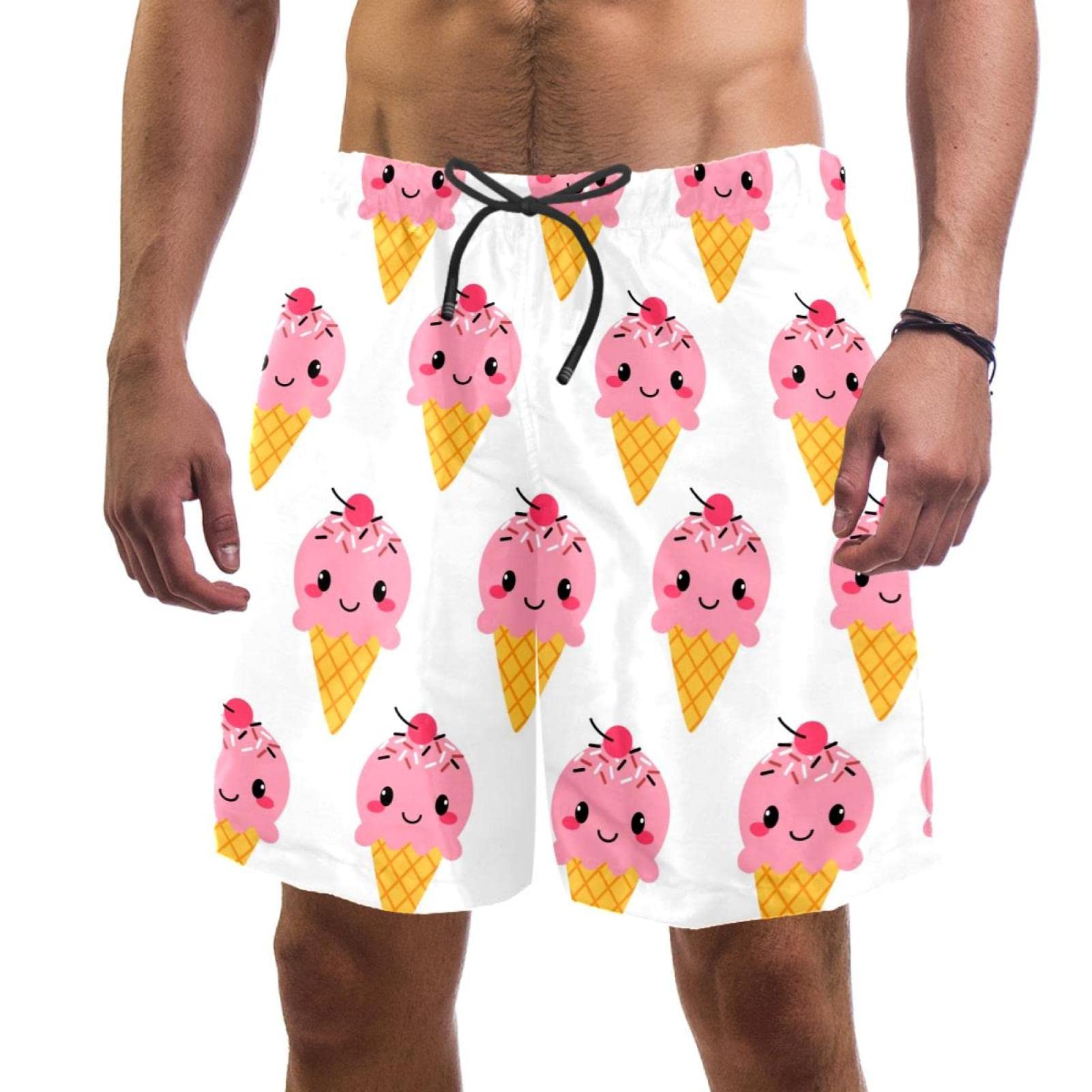 Maillots de bain pour hommes JDEZ : short de plage imprimé crème glacée - 6