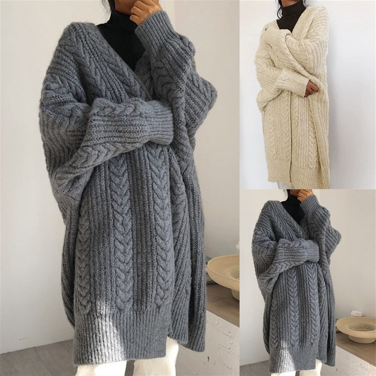 Nowy Casual Długi Sweter Z Dzianiny Topy Damskie Luźny Sweter W Stylu Vintage Solidny Sweter Oversize Modne Ciuchy Sweater