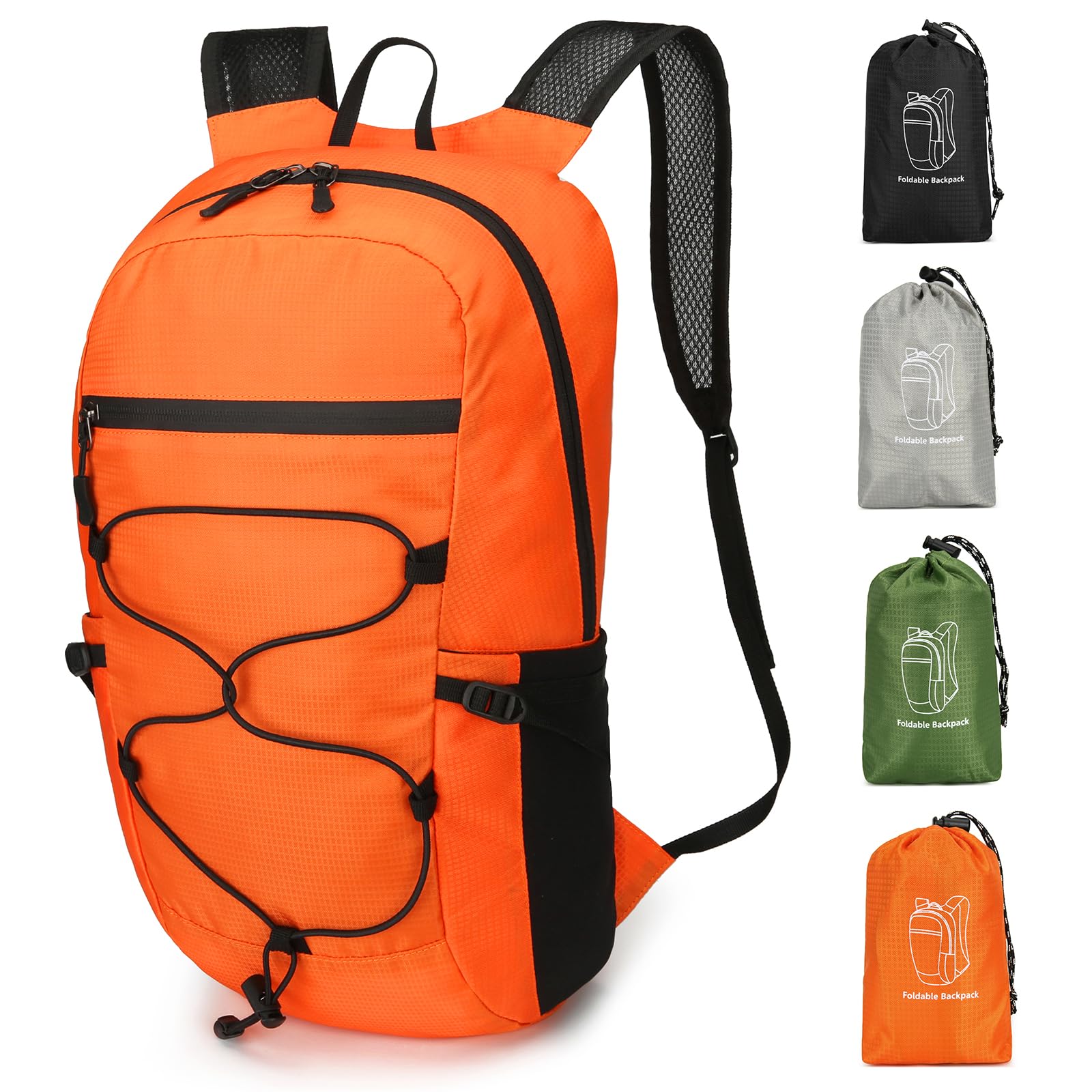 Outplea 15L Ultralight Hiking Backpack for Men Women, Small Foldable Daypack Compact, Waterproof Packable Outdoor Backpack for Travel Sport, Orange