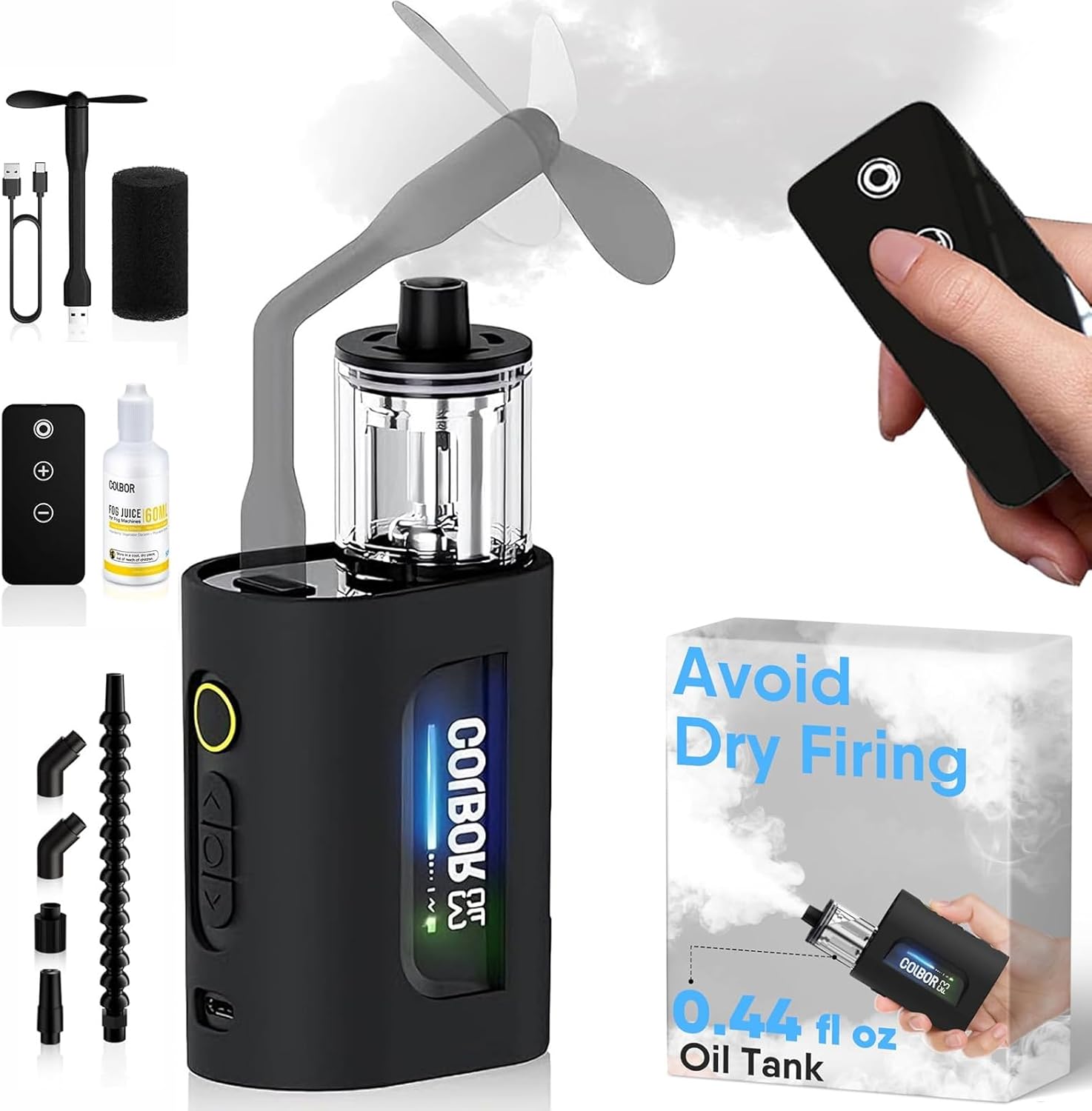 COLBOR CF3 Portable Fog Machine, Mini Handheld Smoke Machine for Photography with Magnetic RGB Color Lights Effect Remote Control Fogger for Indoor Outdoor Christmas Party Cosplay