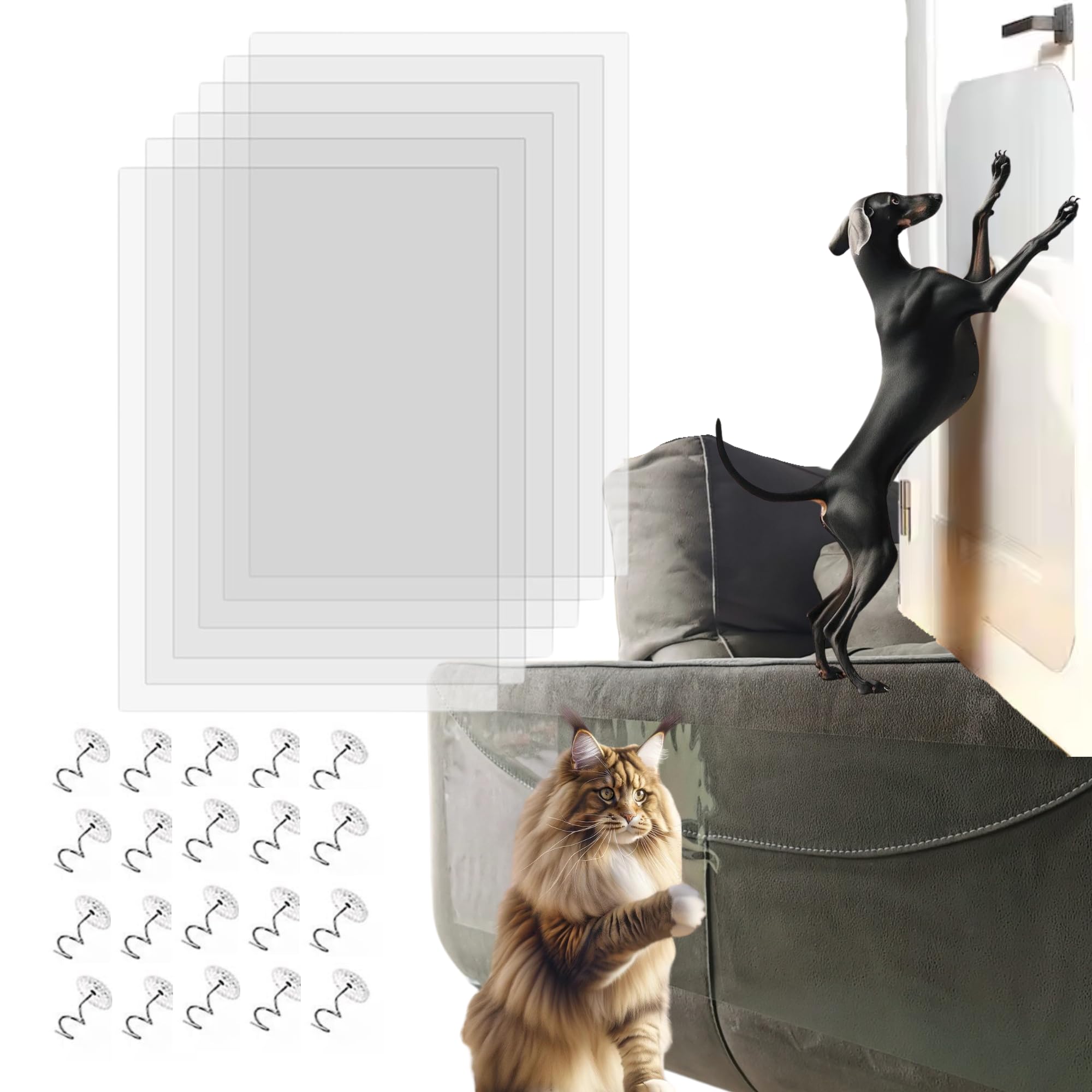 Protector antiarañazos para Muebles y sofá – Pack 10 láminas Transparentes Autoadhesivas, recortables, Protege de Gatos y Perros