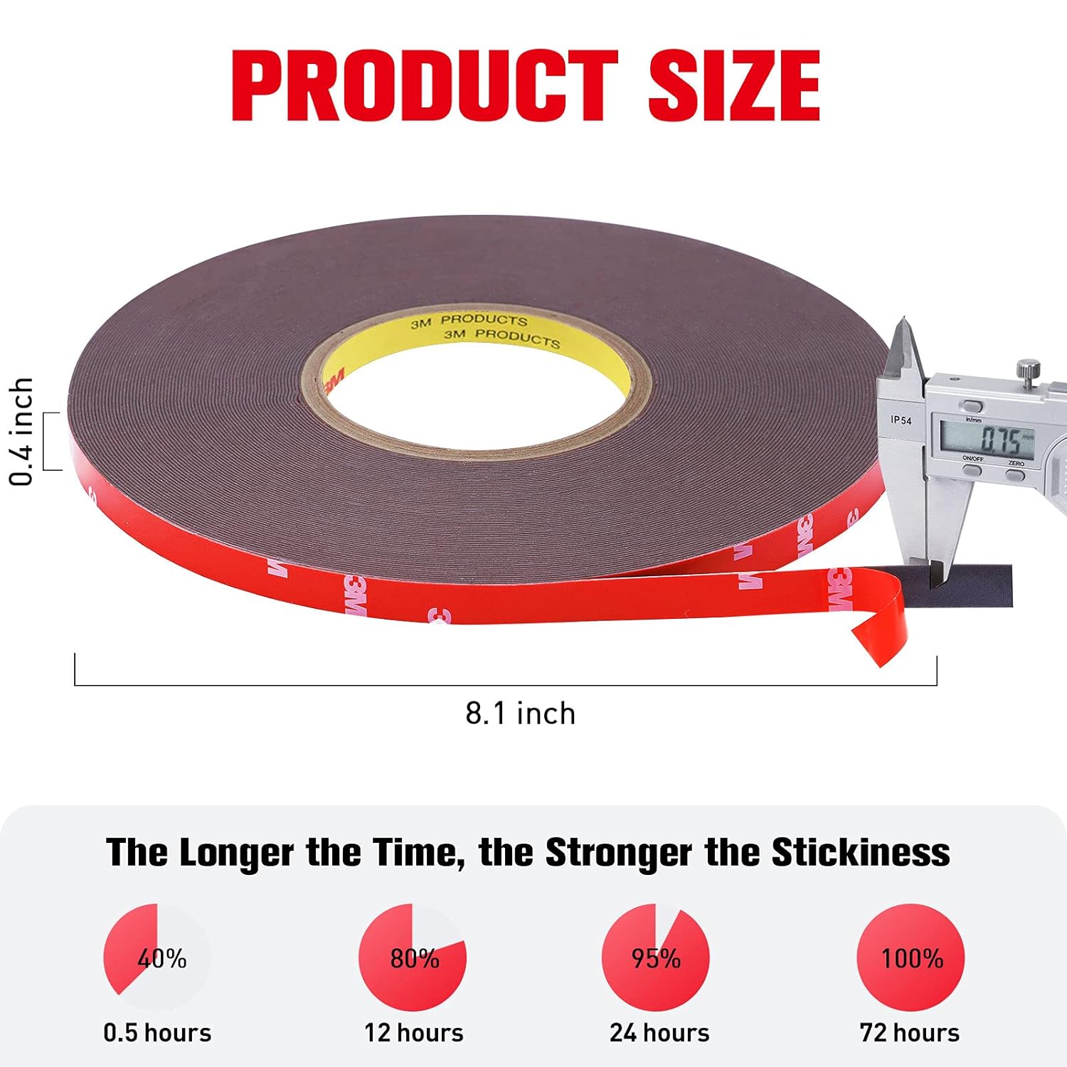 HitLights Double Sided Tape Heavy Duty (2 Pack), Waterproof Strong Mounting Adhesive Tape for Walls, Car, Home Decor, Office Decor (100ft x 0.39in)