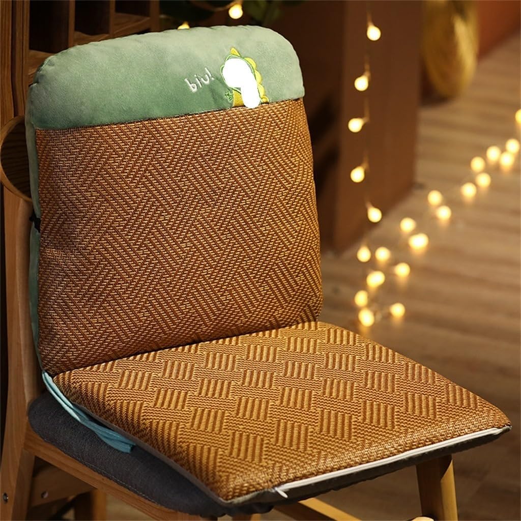 Mat Rattan Seat Cushion Lumbar Pillow Office Back Support