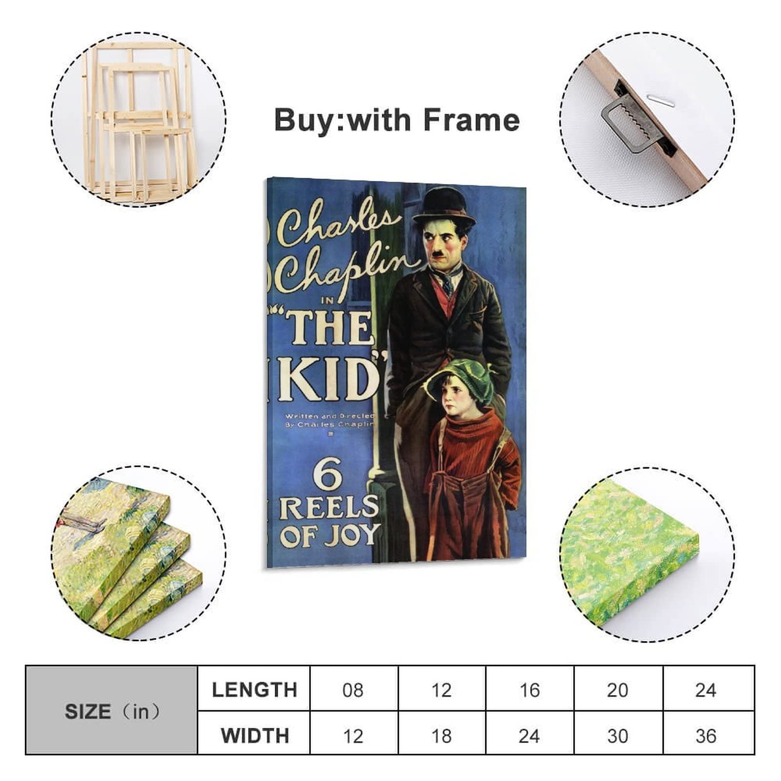 The Kid - Poster con stampa artistica da parete, stile classico vintage e commedia, poster moderni per camera da letto, 60 x 90 cm