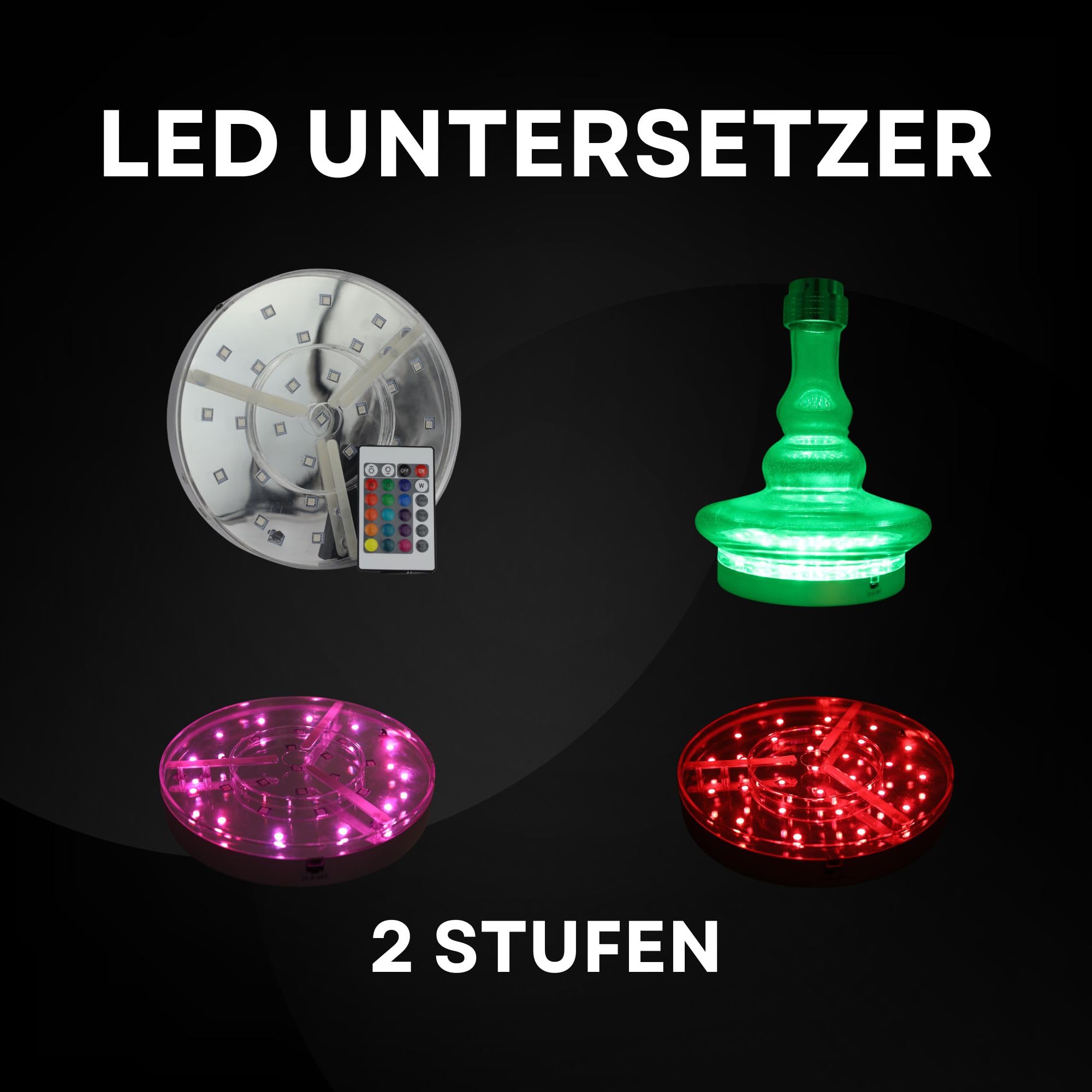 Diamond Hookah® Premium Centenary Shisha Set, Wasserpfeife Shisha Edelstahl im Komplettset, Kohlenanzünder 1000 Watt, 1Kg Kohle, Molassefänger, Mundstücke, Space Ring, Led (Centenary 12.0 BLK)