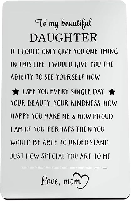 Engraved Wallet Insert Card for Daughter from Mom Wallet Card Inserts with Inspirational Quotes Inspirational Gifts for Teens Girls Birthday Graduation Gifts