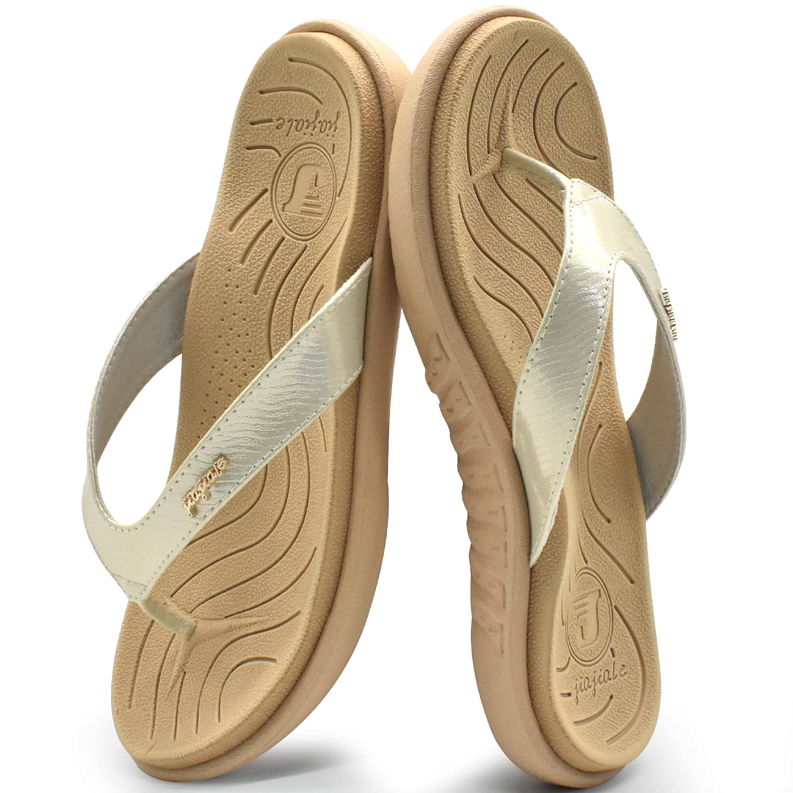 jiajiale Infradito Donna Moda Ortopediche Estive Comode Pelle Supporto Arco Plantare Flip Flop Doccia Spiaggia Piscina Aperte Mare Leggere Eleganti Ciabatte Antiscivolo Gomma Suole