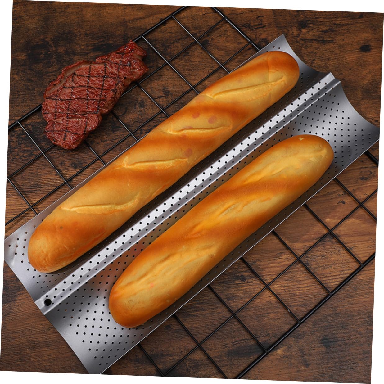 Gadpiparty Molde Superficie Lisa y Fácil de Limpiar 2 Piezas para Pan Francés de Acero Inoxidable Bandeja para Horno Adecuado para Cocina en Casa y Repostería