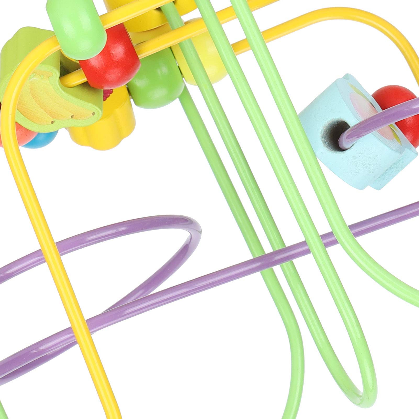 Juguete Educativo de Laberinto de Cuentas de Madera con Patrón Colorido de Transferencia de Calor para Juegos de Interior para Niños Pequeños, Material Ecológico para Aprendizaje y