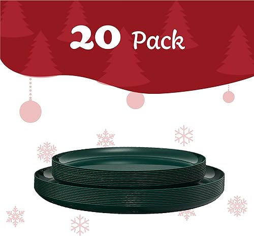 Miniatura 5 de PLASTICPRO El juego de 20 platos combinados incluye platos de 10-6.3 pulgadas y platos de 10-8.6 pulgadas, plástico blanco con diseño de flor dorada