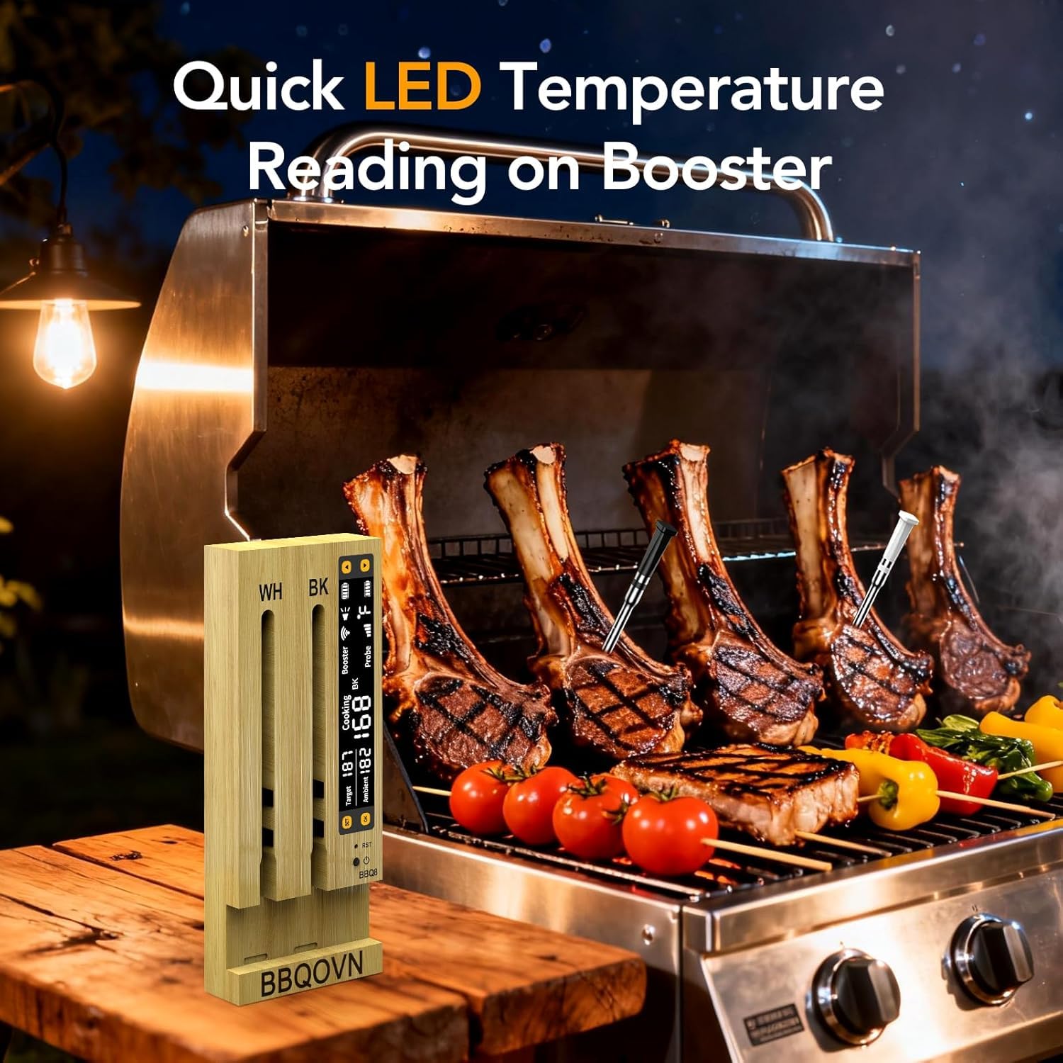 WiFi Sub-1G Wireless Meat Thermometer Unlimited Range 7 NIST Certified Sensors with Ambient Temp 2 Temp Monitoring Ways Digital Smart Base and App for BBQ, Smoker, Grill, Oven (2, black, small) - Image 3