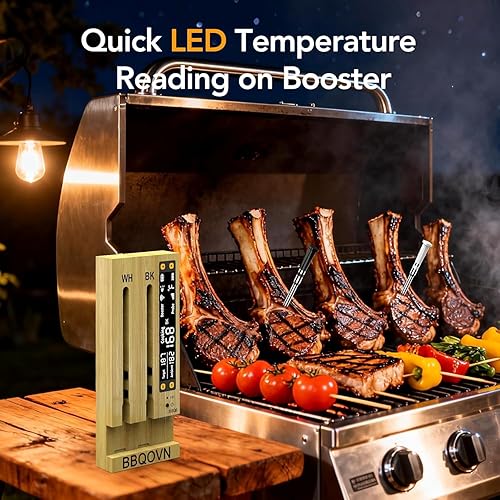 Miniatura 3 de Termómetro inalámbrico WiFi Sub-1G para carne, rango ilimitado, 7 sensores certificados NIST con temperatura ambiente, 2 formas de monitoreo