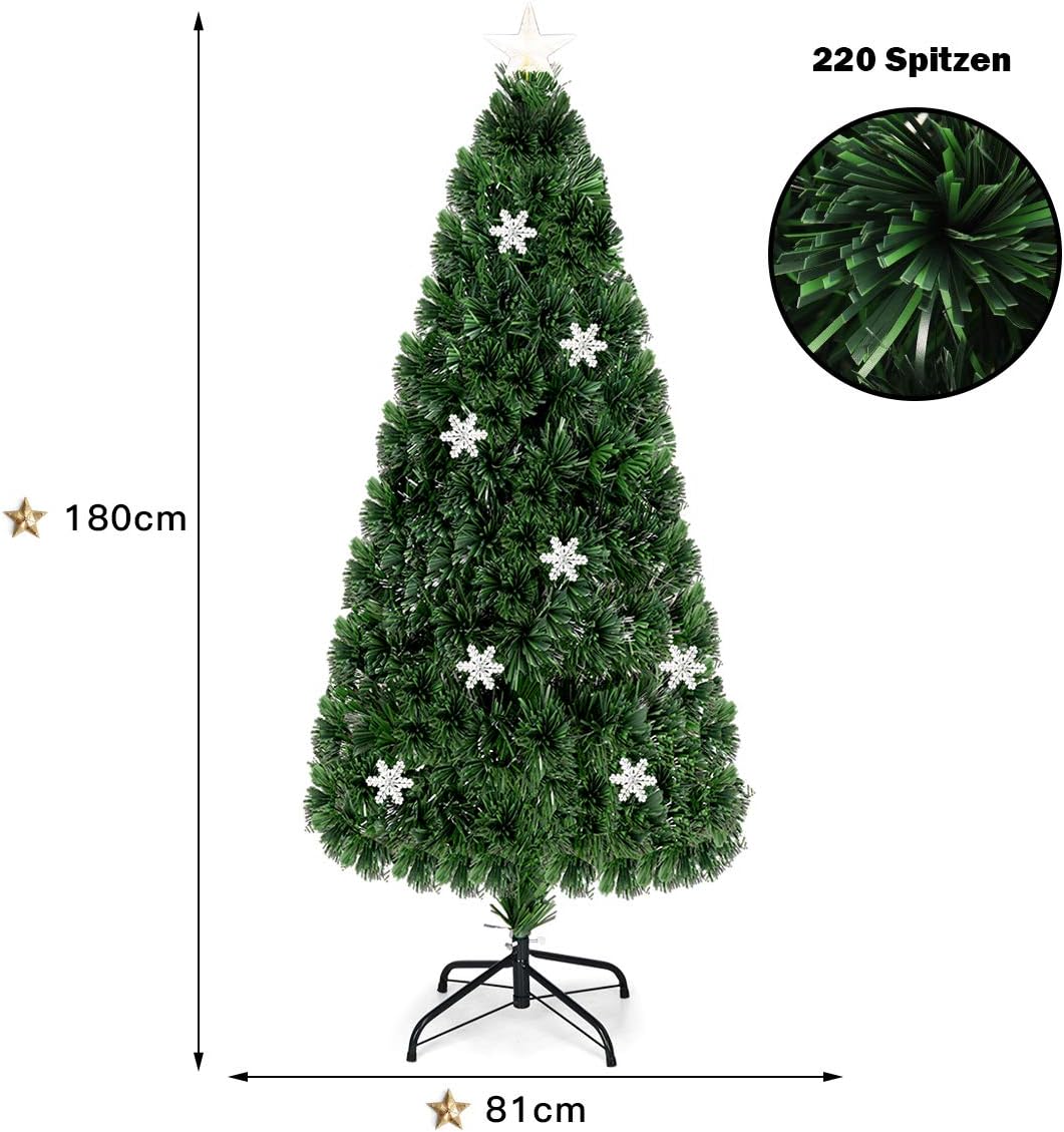 Costway Led-kerstboom 180 cm Glasvezel – afbeelding 6