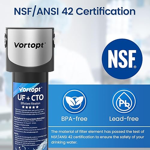 Miniatura 3 de Vortopt Q5-UF-M - Sistema de filtro de agua para debajo del fregadero, reduce el cloro, el plomo, el mal sabor y el olor, filtro de agua debajo del