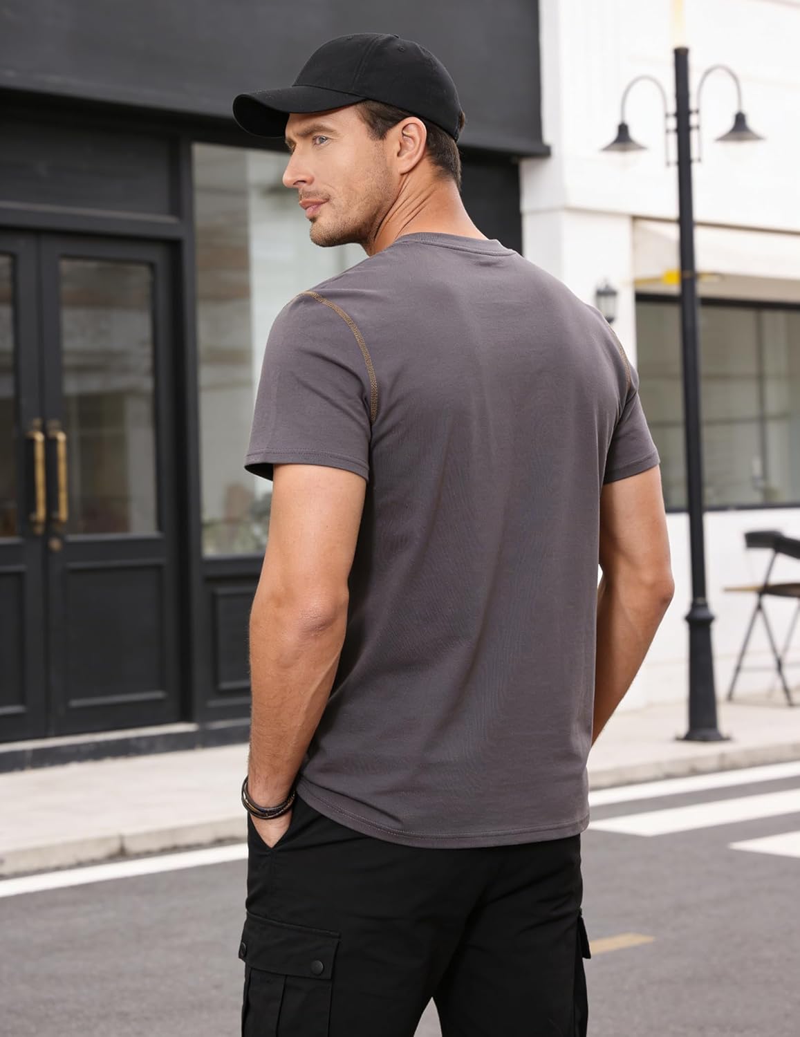 Aulemen Men's Henley Shirts Short Sleeve Casual Lightweight Slim Fit Basic Button T-Shirt with Pocket - Image 3