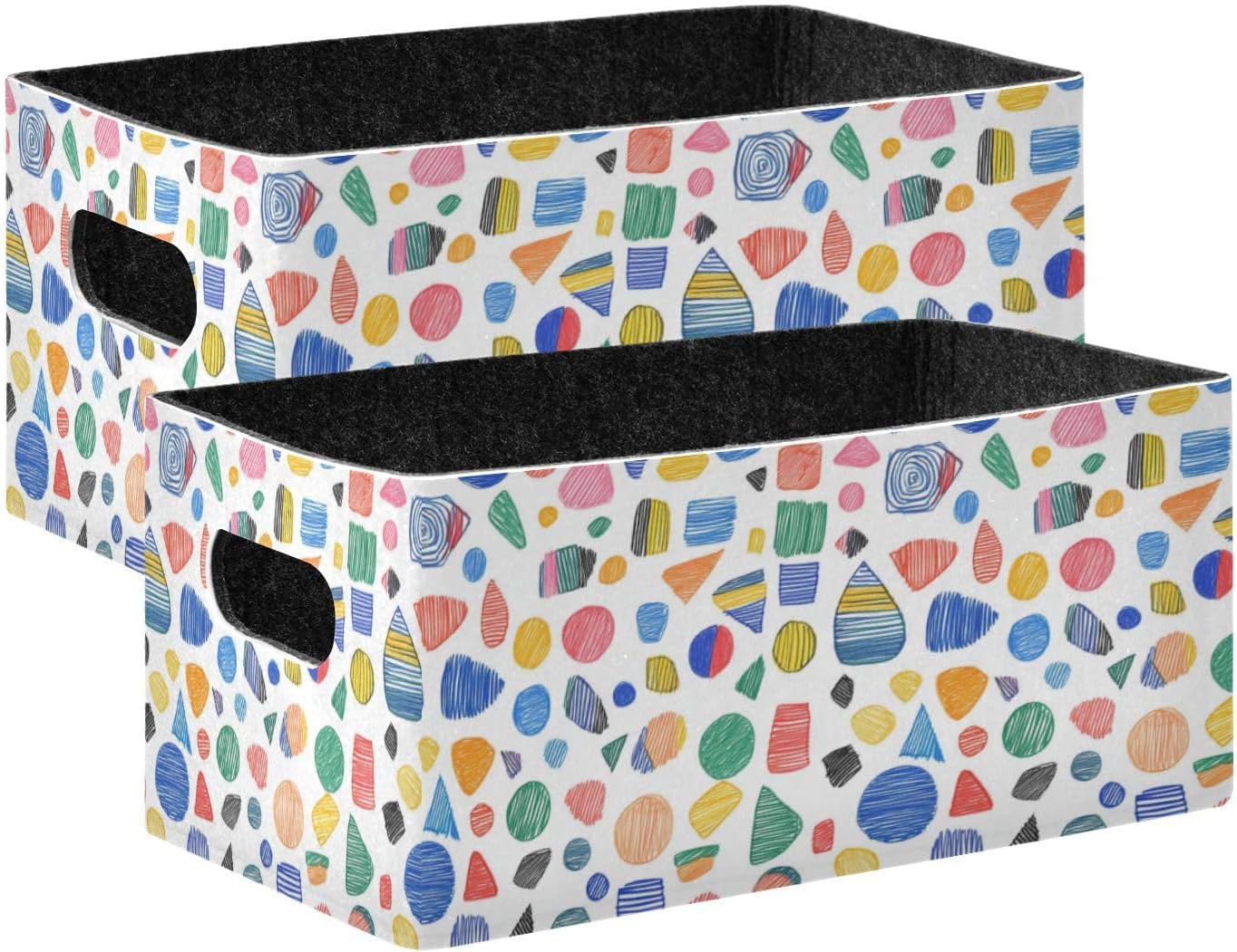 Colorful Abstract Abstract Shapes Multipurpose Foldable Storage Organizer 2 Pack Sturdy Closet Organizer for Bedroom, Living Room, Bathroom, Shelves