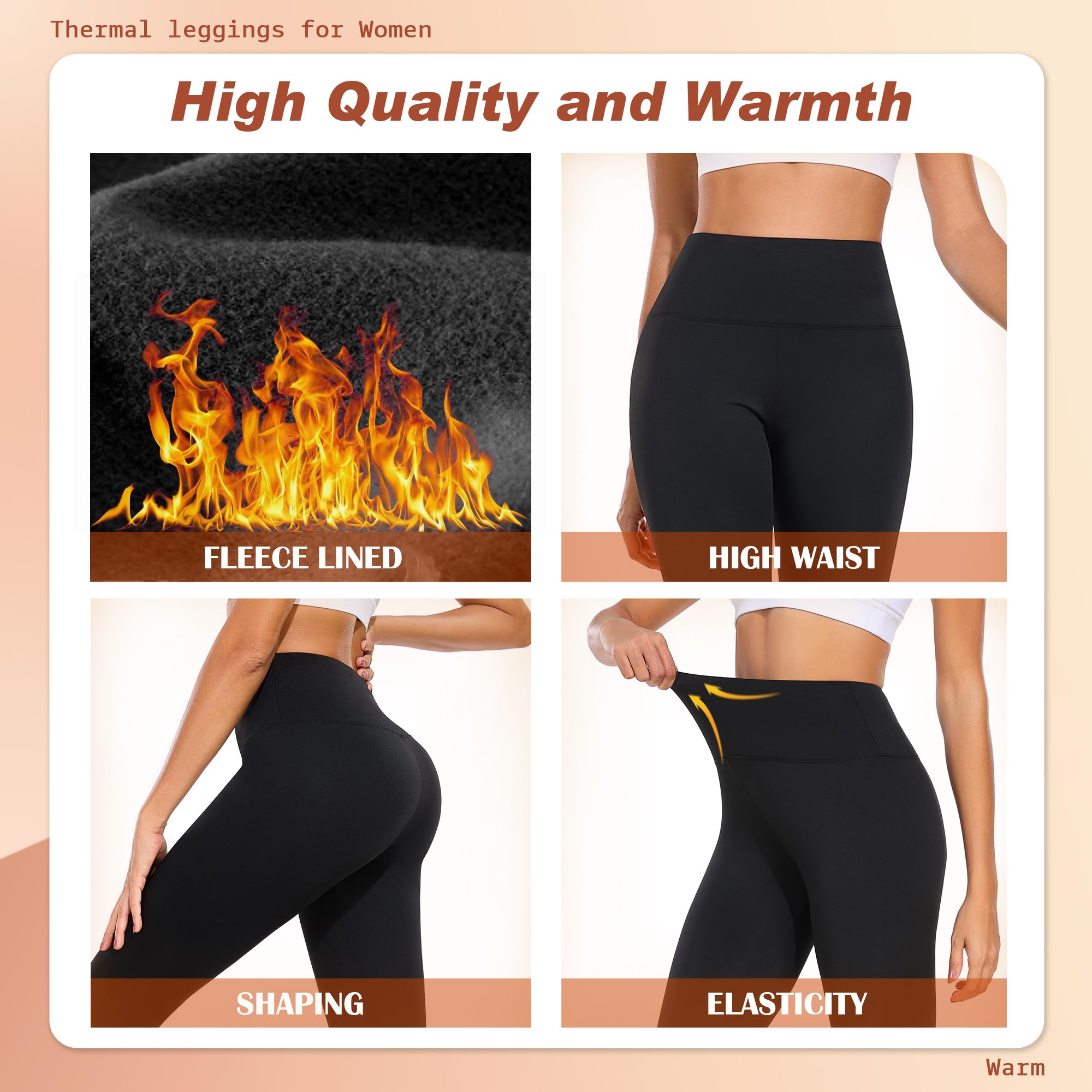 BENNIES Leggings Termici Donna Palestra Pantaloni Sportivi Pantacollant Inverno Leggins Contenitivi Modellanti Push up Abbigliamento Yoga Running Nero