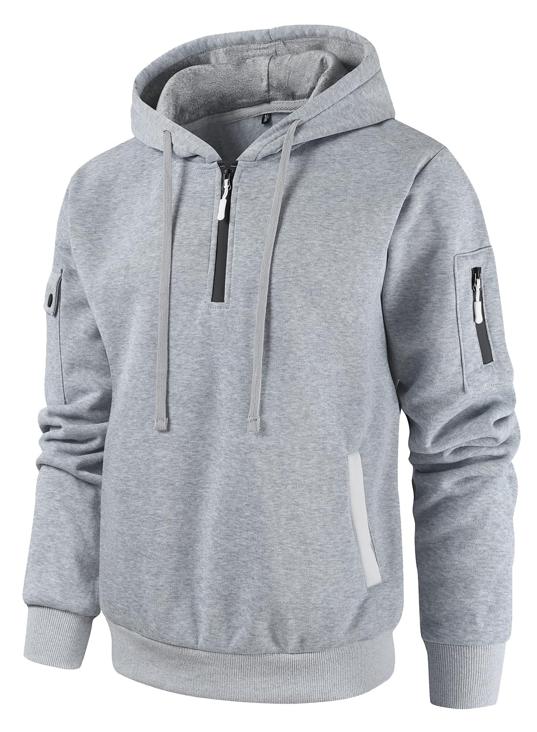 Men's Hoodies Casual Pullover Hooded Sweatshirt Long Sleeve Quarter Zip Hoody Tops With Kangaroo Pocket