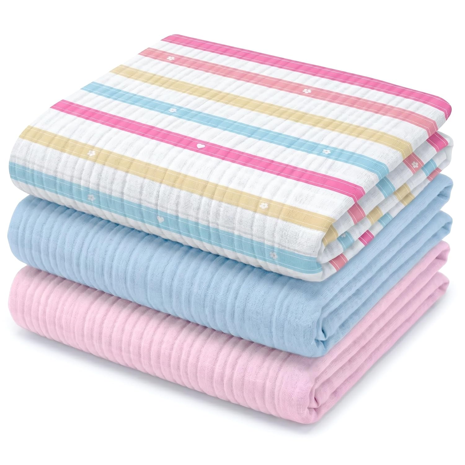 Muslin Swaddle Blankets for Newborns, 3 Pack Multipurpose 100% Organic Cotton, Ultra Soft Breathable Receiving Blanket 47 x 47 inches, Swaddle Wrap for Baby Boys & Girls