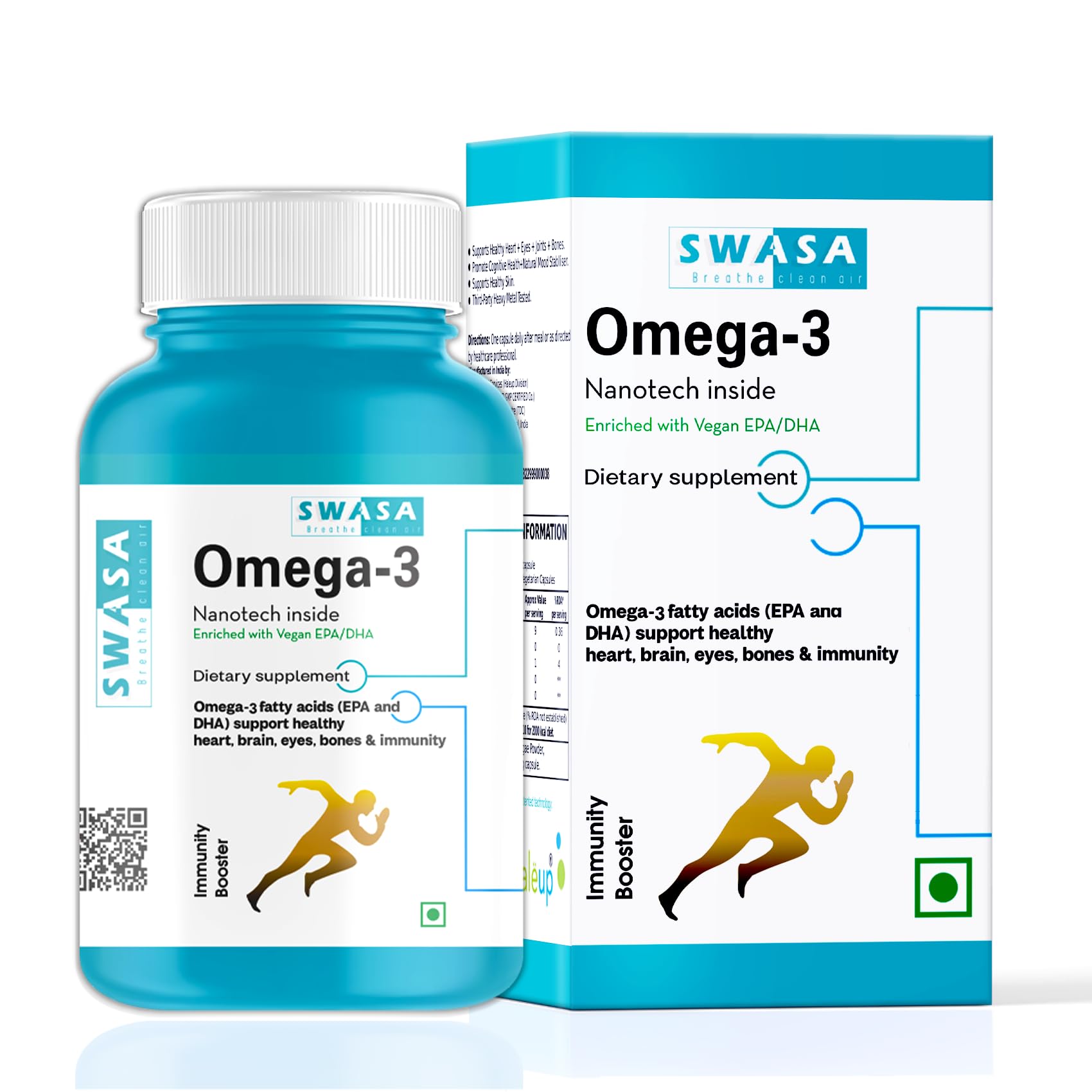 Swasa Haleup Vegan Omega 3 Capsules, 500 mg || Nanotech Inside II Enriched with EPA/DHA || Healthy Heart|| Brain|| Immunity ((Pack of 2))-image-14