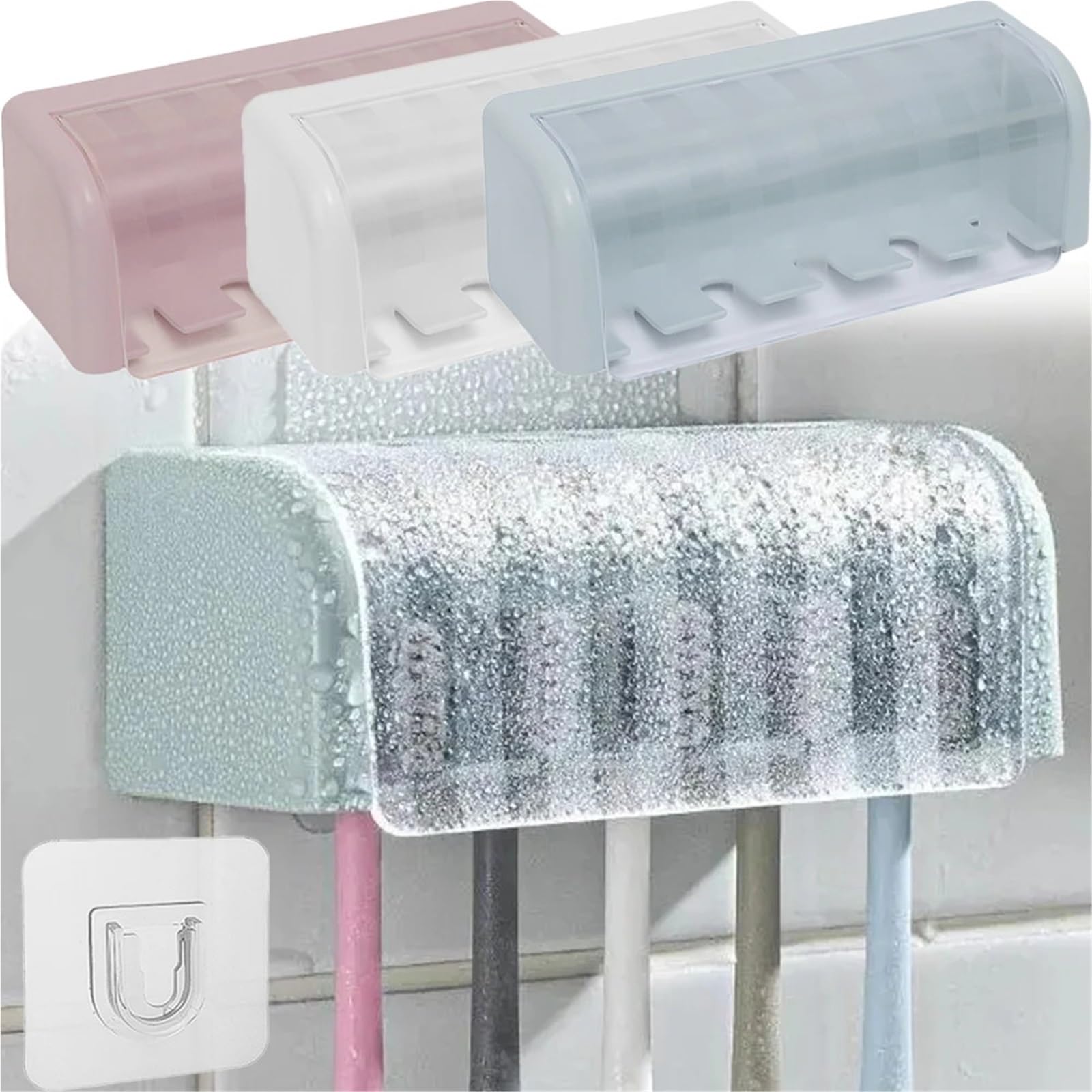 Portacepillos De Dientes De Pared Frosted Plastic Adhesive Toothbrush Holder