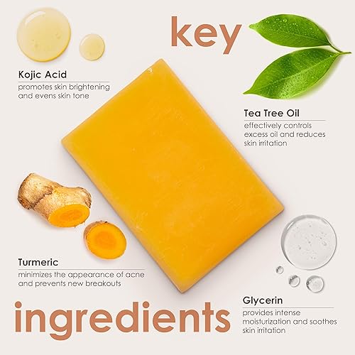 Miniatura 2 de Jabón de cúrcuma con ácido kójico, reduce las manchas oscuras. Aceites naturales con vitamina C, retinol y vitamina E - Suave e hidratante para cara