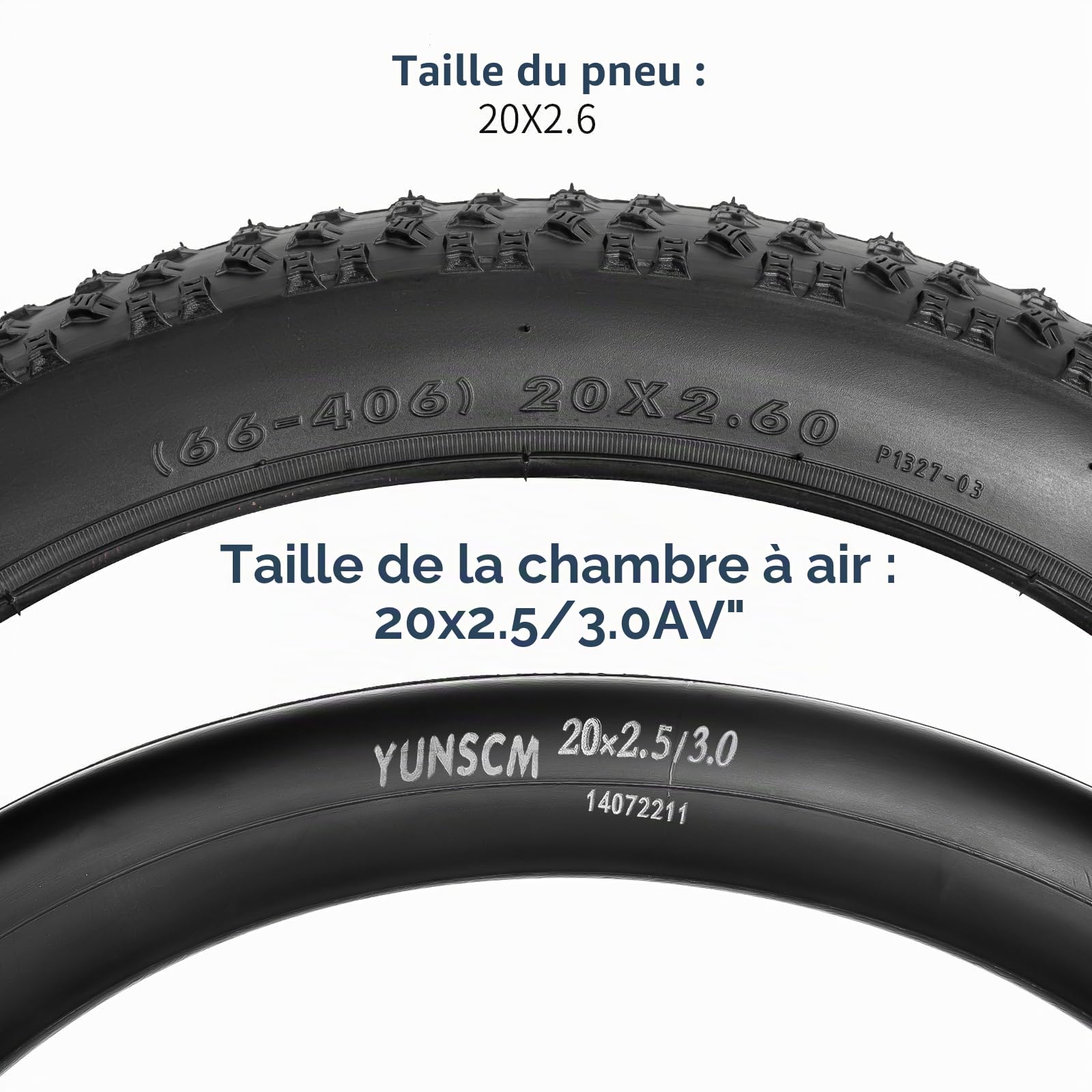 YUNSCM 20 Pouces Montagne Vélo pneus 20x2.60/66-406 and 20 Pouces Vélo Chambre à air Schrader Valve Compatible with Off Route Vélo 20x2.5 20x2.6 20x2.70 Bike pneus and Chambre à air (Y-915)