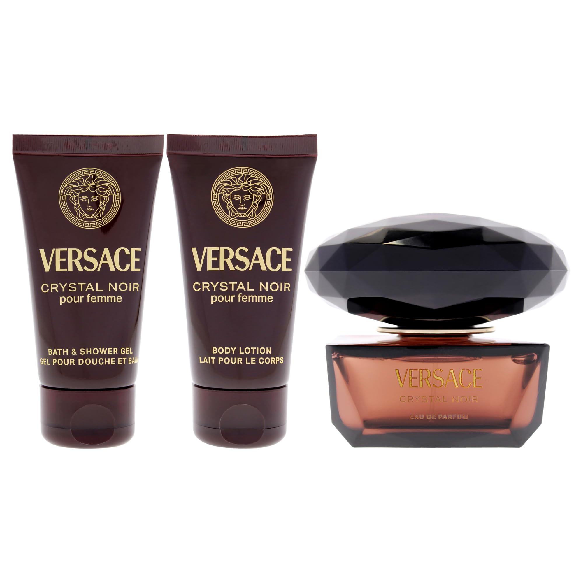Versace Crystal Noir Eau de Parfum Gift Set 2025, 50 ml, EDP, 50 ml Körperlotion und 50 ml Duschgel