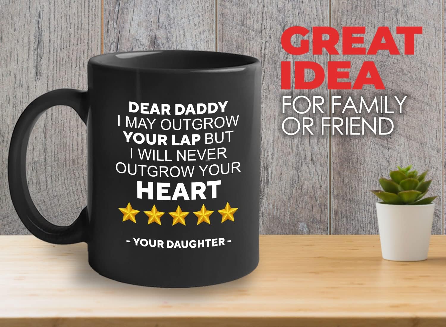 Bubble Hugs Dad Coffee Mug 11oz Black - never outgrow your heart - Father's Day from Sassy Daughter for Sarcastic Papa Papi Stepdad Grandpa Mom's Husband Favorite Parent