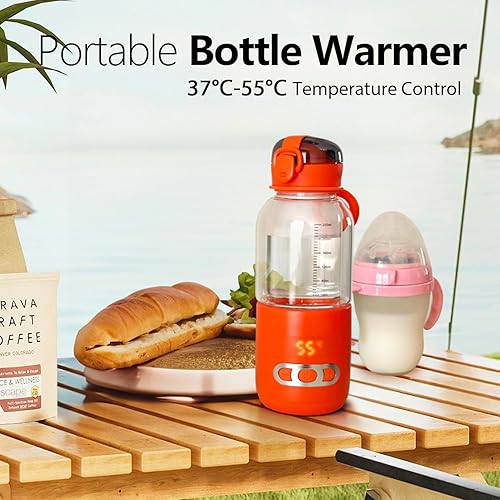 Miniatura 2 de Calentador de botellas portátil de 8.5 fl oz, calentador de leche, temperatura constante, recargable, calentador de botellas, taza de viaje