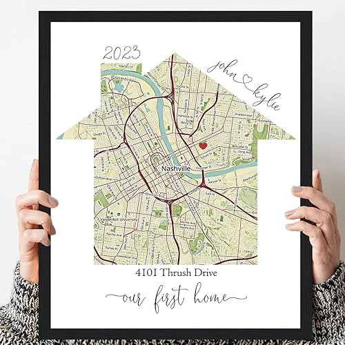Miniatura 1 de Custom Map of Your Home - Personalized Housewarming Gifts, Personalized Home Map, First Home Gift for Couple, Home Sweet Home, Our First Home, House