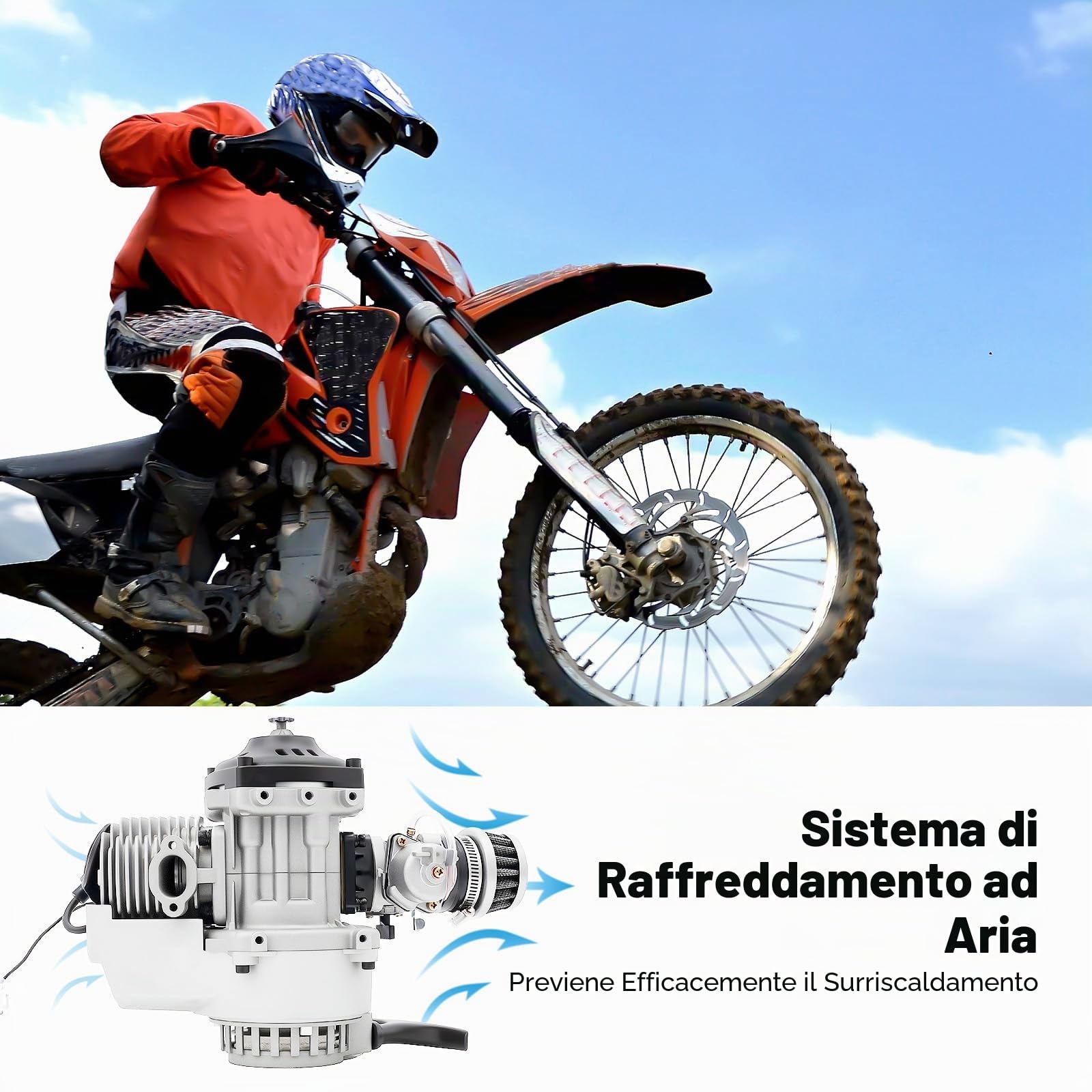 49 CC 2 tempi Pocket Bike Motore a benzina per bicicletta motore completo 49 CC a due tempi per mini bici da dirtbike mini ATV 47 CC/49 CC