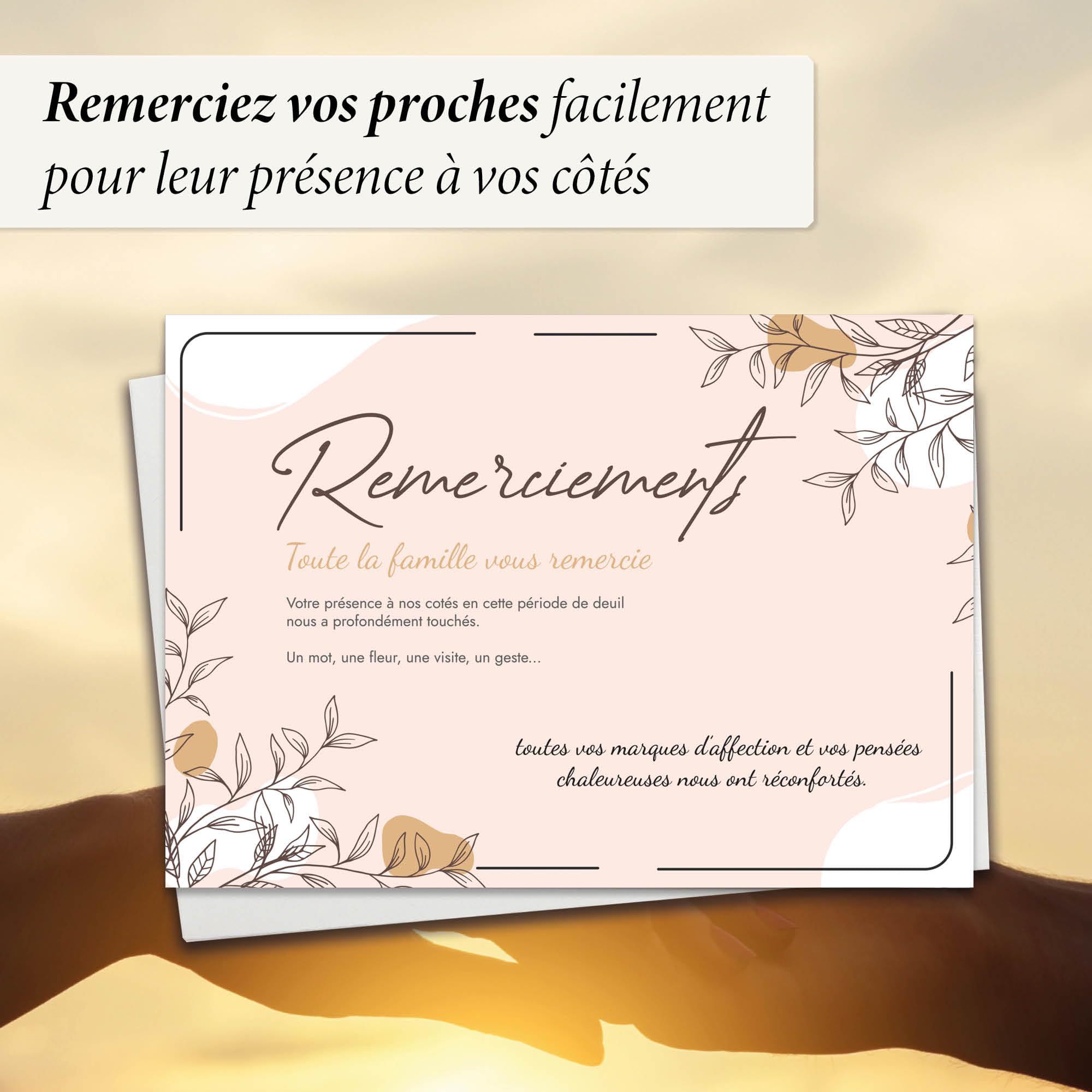 Cartes Remerciements Deuil - Lot de 25 Cartes + 25 Enveloppes | Cartes Condoléances Décès Obsèques ou Enterrement | Papier Mat 300g de Haute Qualité | Dos Vierge à Personnaliser | Format 14,8x10,5 cm