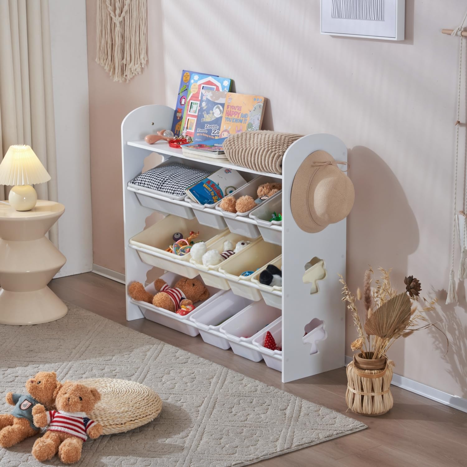 おもちゃ収納ラック ラージサイズ 幅103cm 子ども用家具 木製 収納ケース Amazon.co.jp: HXCQYGL 収納 おもちゃ収納 収納ラック 収納ボックス