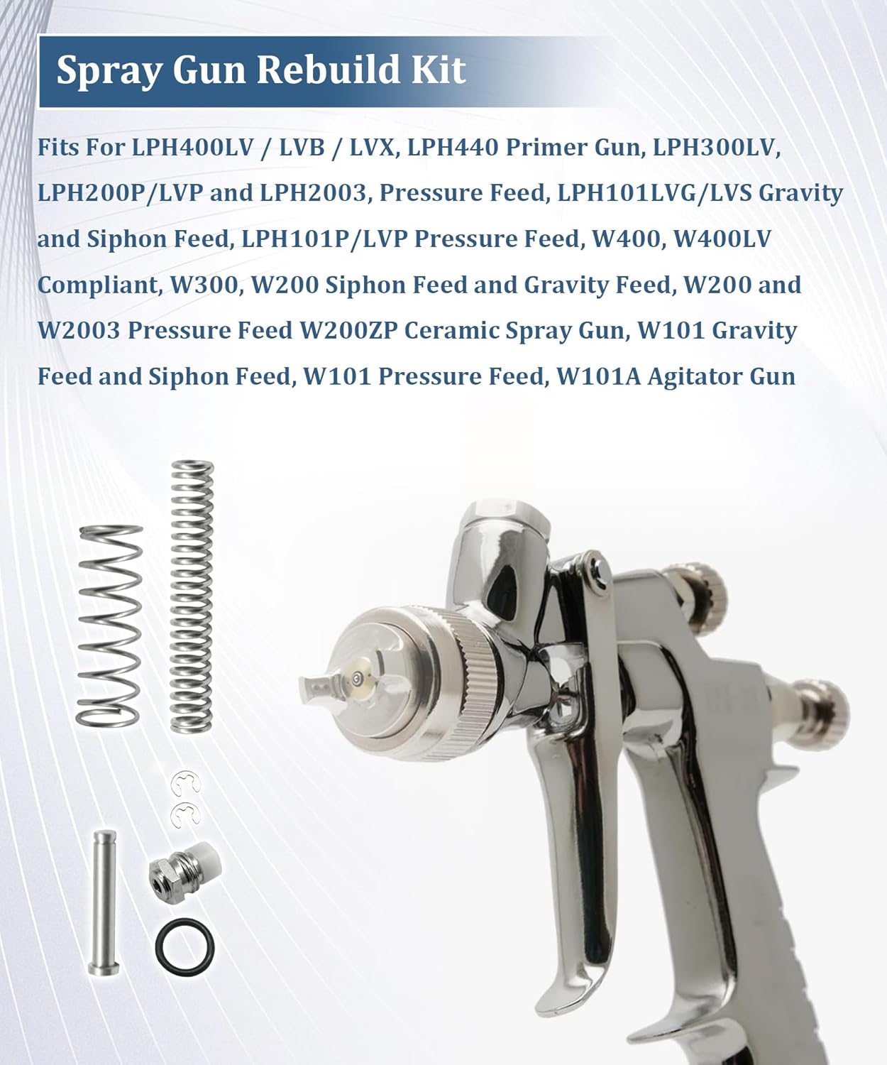 Spray Gun Rebuild Maintenance Kit Fits for Iwata W400 LPH400LV / LVB/LVX, LPH200 Primer Gun Parts