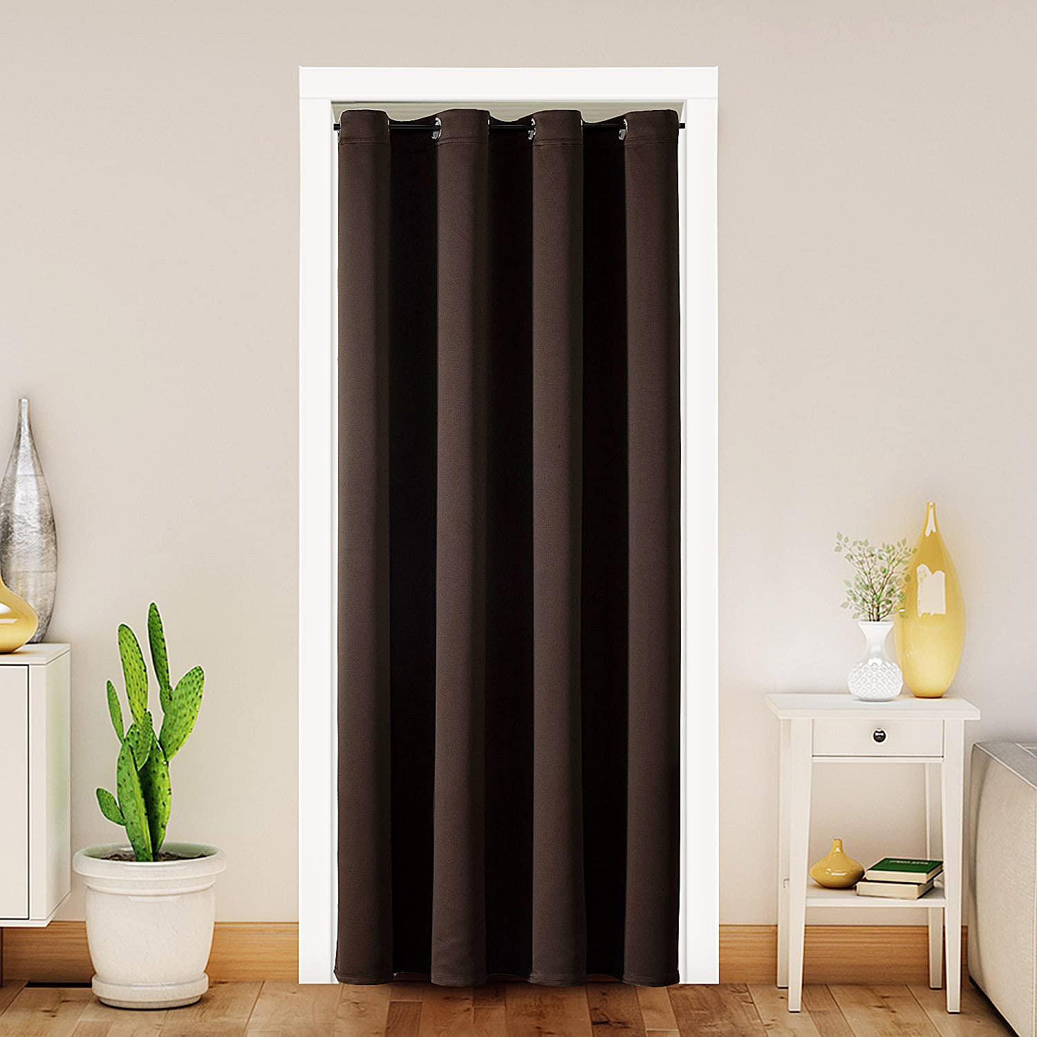 ChrisDowa Blackout Door Curtains for Doorway Privacy, Grommet Closet Curtains for Bedroom Closet Door, Thermal Insulated Temporary Doorway Cover Room