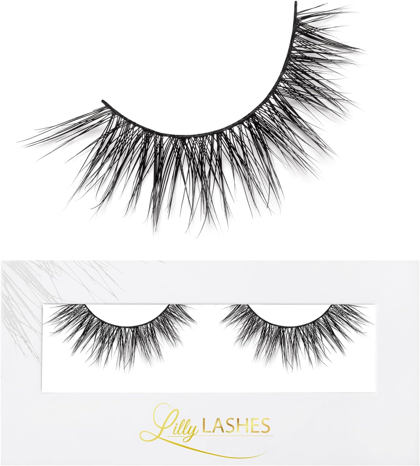 Lilly Lashes Luxe in Lite Mink Lashes | Wispy Lashes Mink | Natural Looking Eyelashes | False Eyelashes | Cat Eyes Mink Lashes | Strip Eyelashes | Eyelash Extension 13 mm Reusable