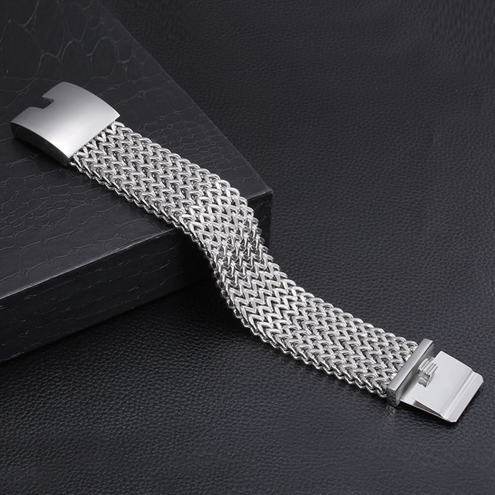 Herren Personalisiert Armband in Edelstahl, Dick Glieder Link Kettenarmband Eco-Verpackung Kleine Geschenke für Männer
